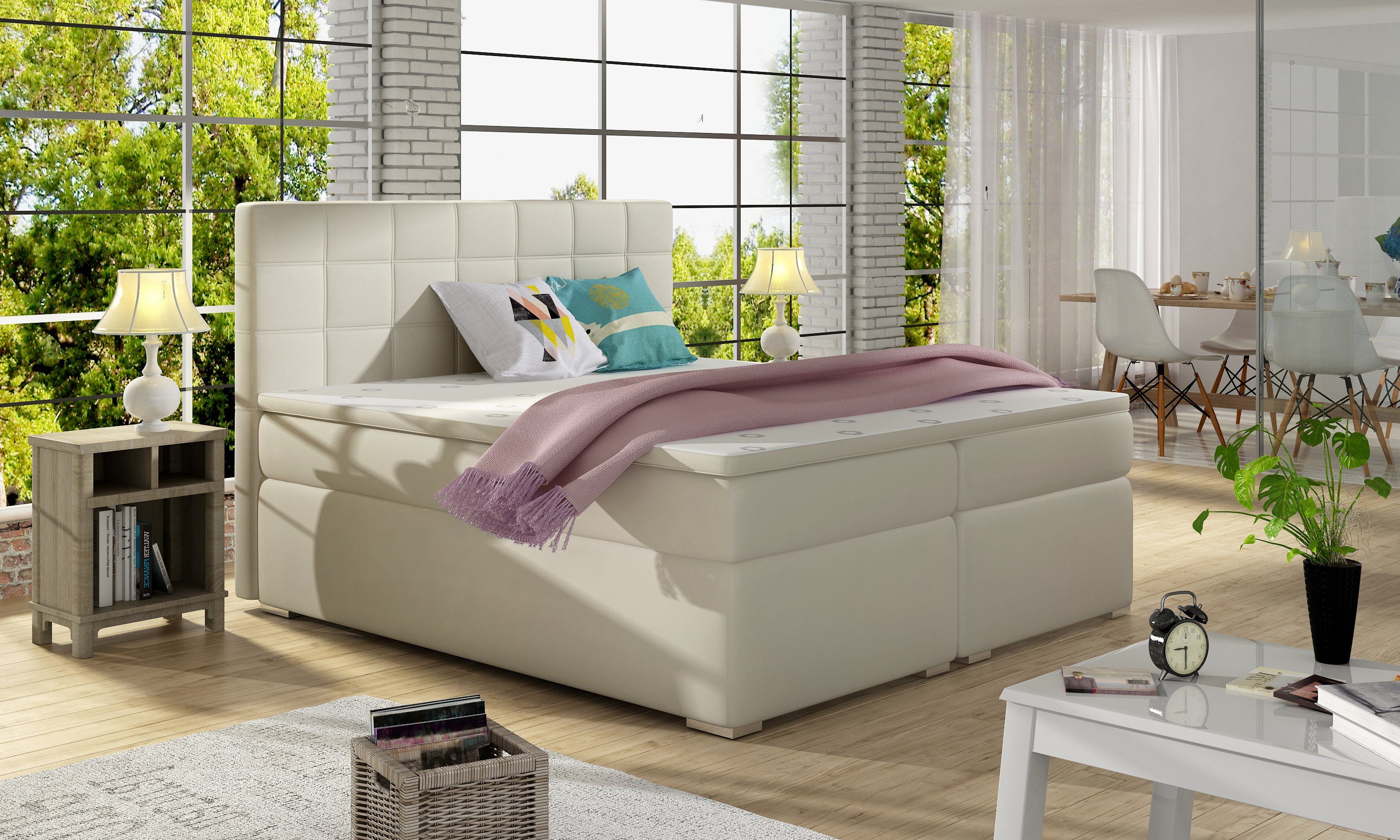 Best for Home Boxspringbett Boxspringbett Alice mit Bettkasten & Bonellfederkern inkl. Topper (140x200 160x200 180x200 cm), Handwerksqualität, TOP Preis-Leistungs-Verhältnis
