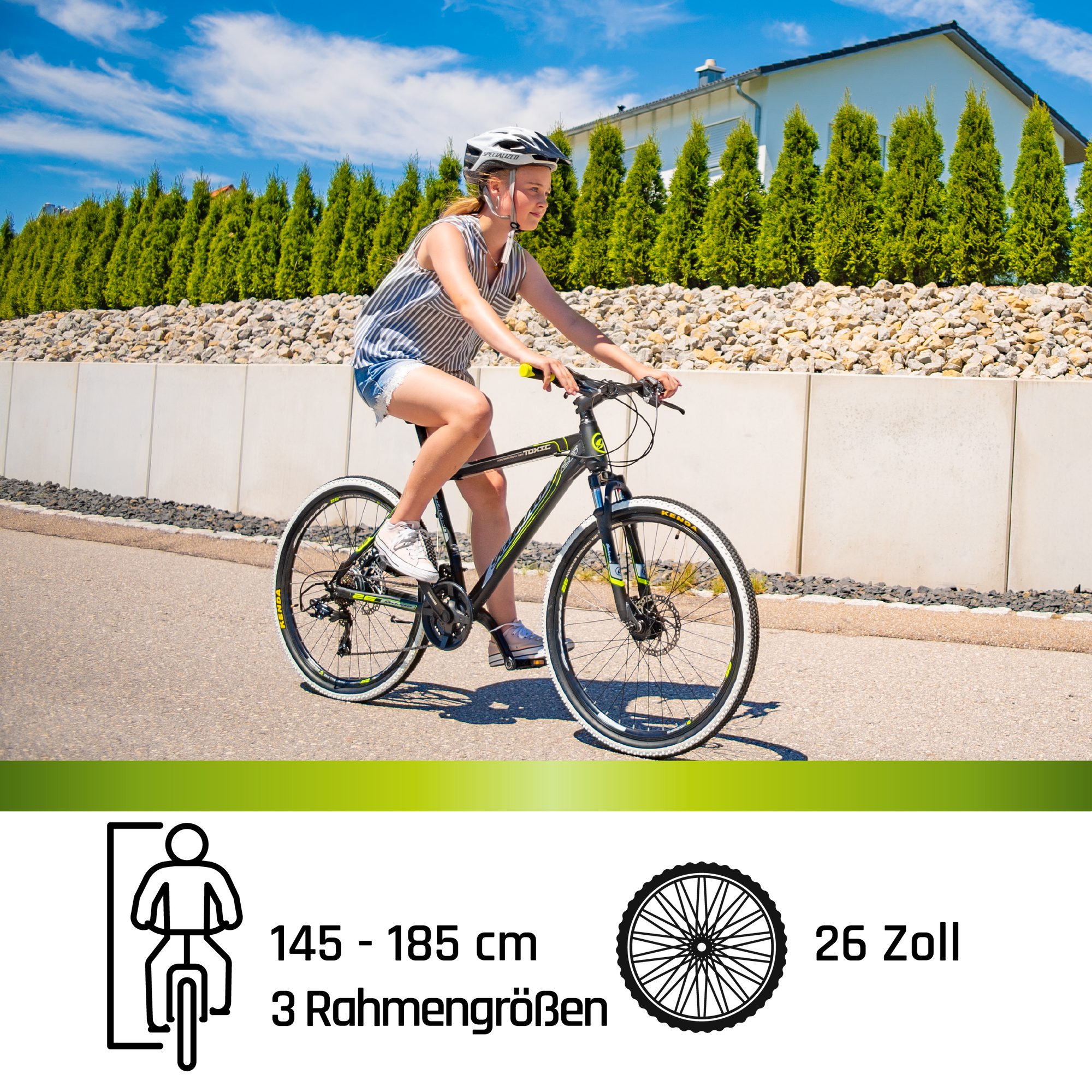 Galano Mountainbike Toxic, 21 Gang, Kettenschaltung, Mountainbike Hardtail Fahrrad Damen Herren Jugendliche 145 - 185 cm