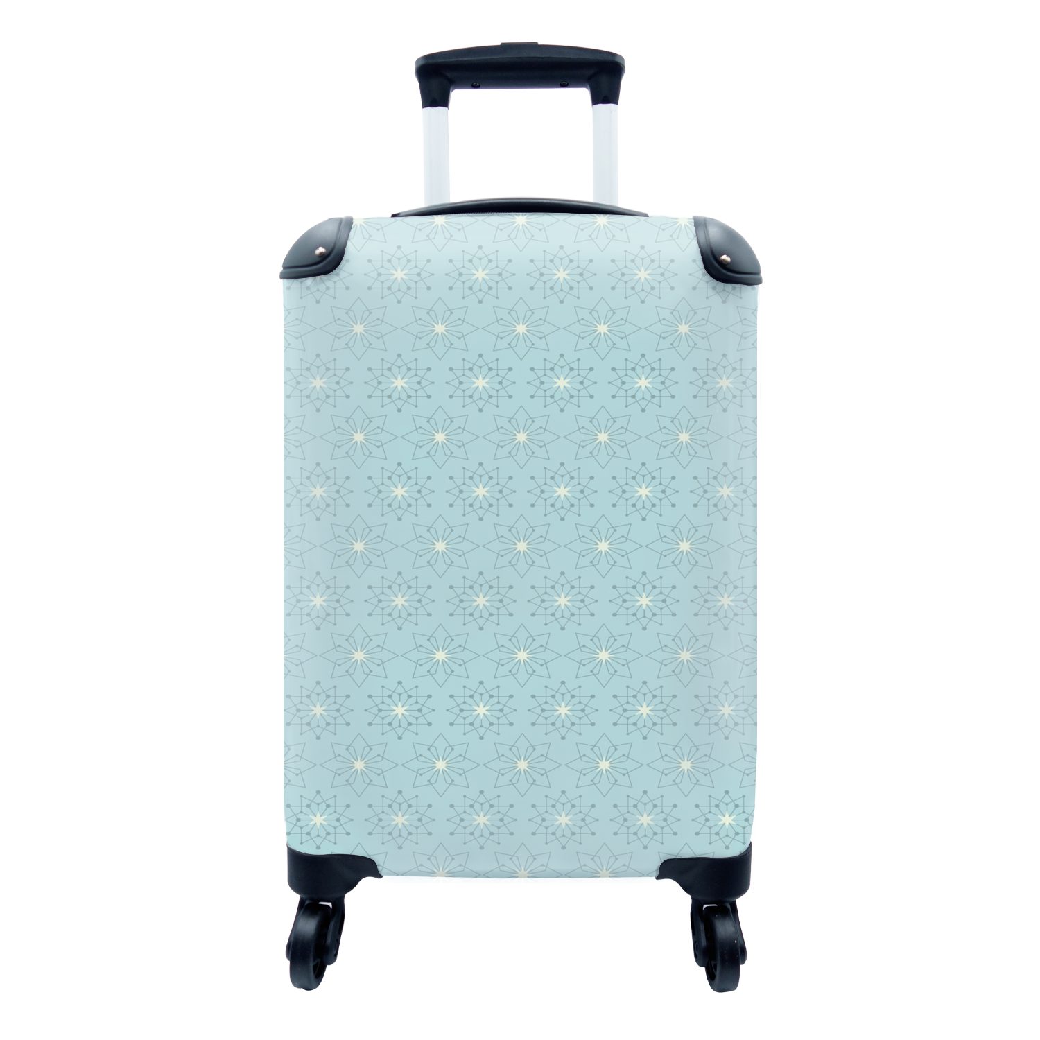 Design rollen, für Reisetasche - Reisekoffer 4 MuchoWow Schneeflocken Handgepäckkoffer Trolley, Winter Rollen, - Handgepäck Ferien, - mit Sterne,