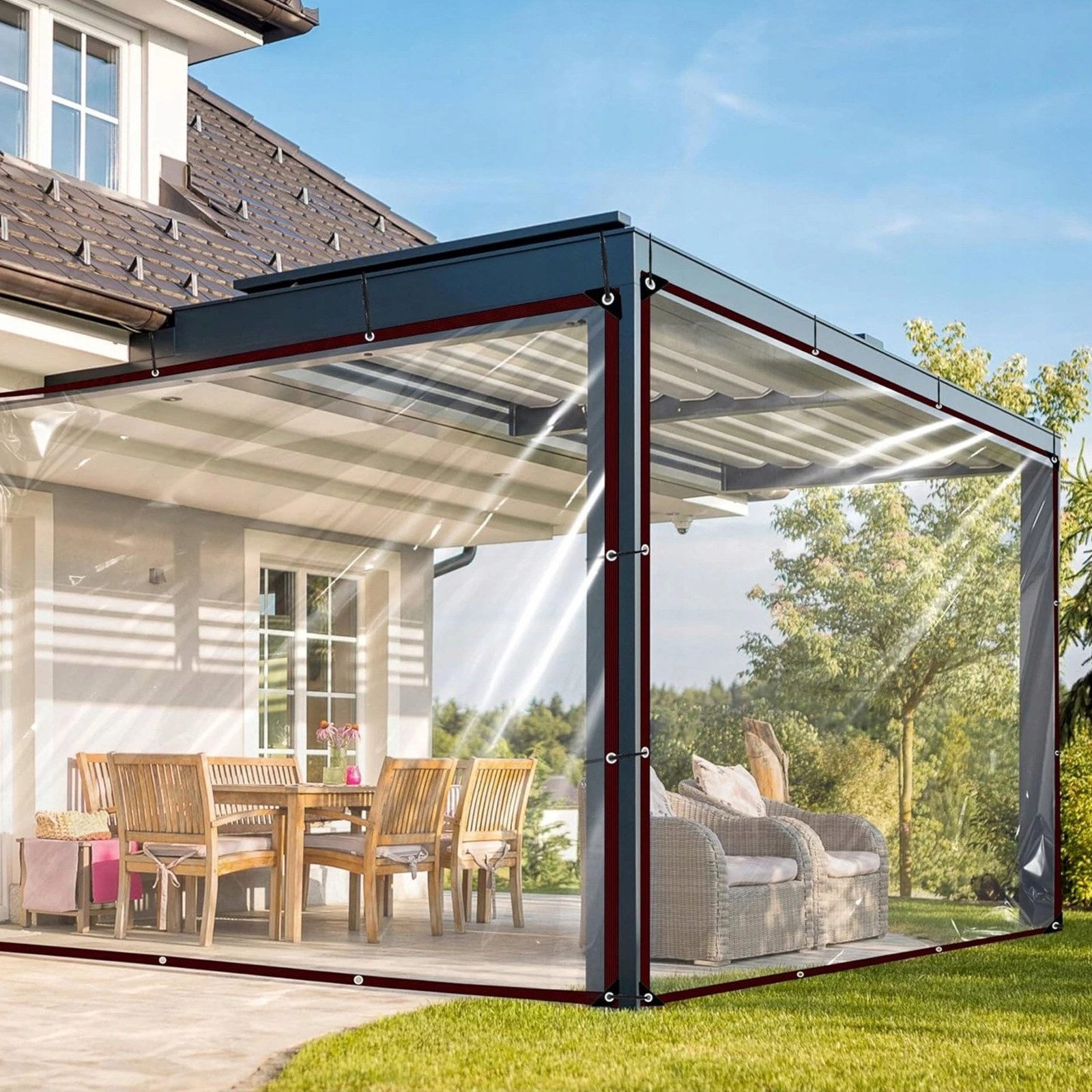 Jibenhome Schutzplane Transparente Plane mit Ösen Wasserdichte Outdoor,Falt günstig online kaufen