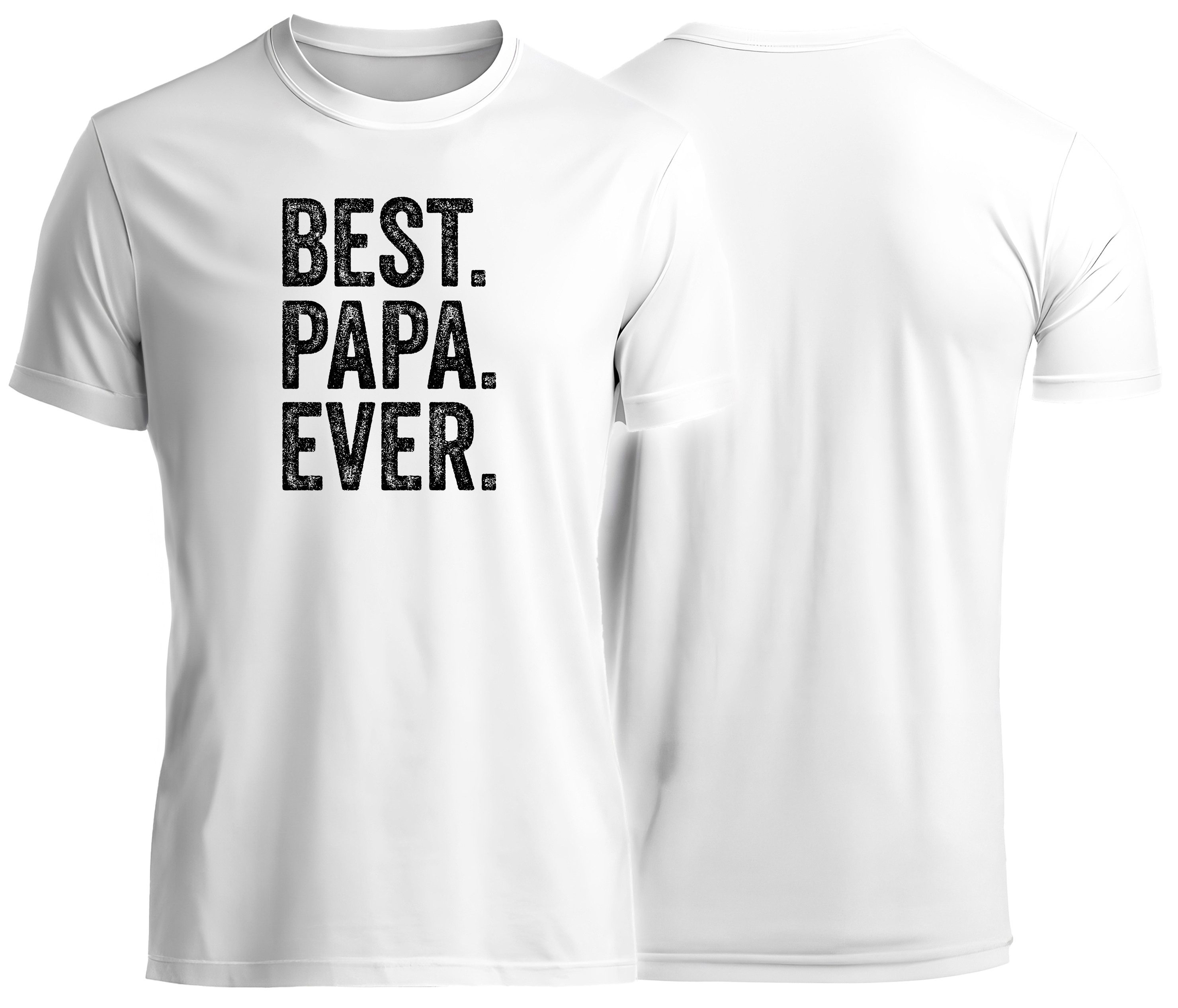 MyDesign24 T-Shirt Best Papa ever Vatertag T-Shirt weiss kurzarm Regular Fit i864