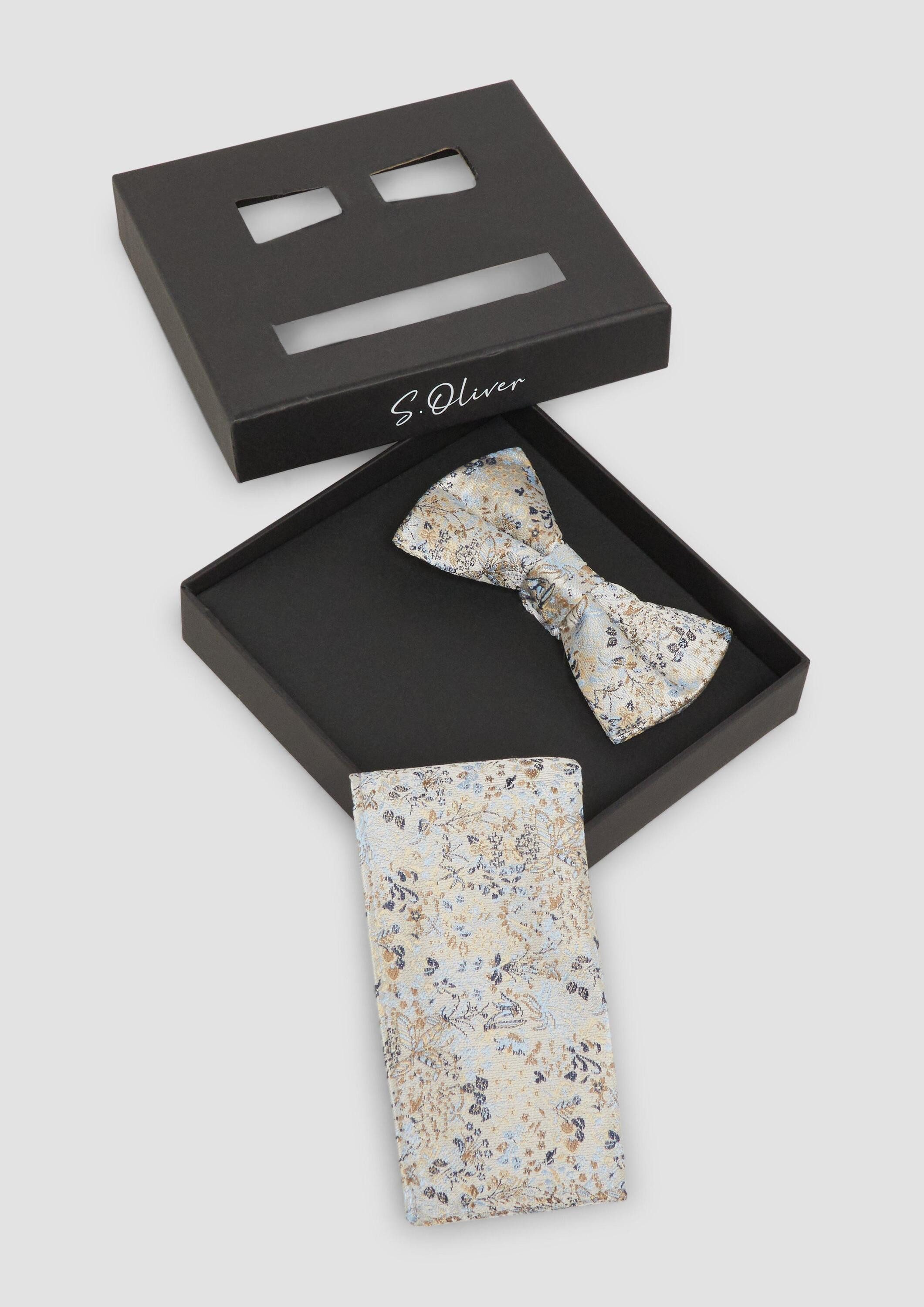 s.Oliver Fliege Krawatte Set aus Fliege und Einstecktuch aus Seidenmix
