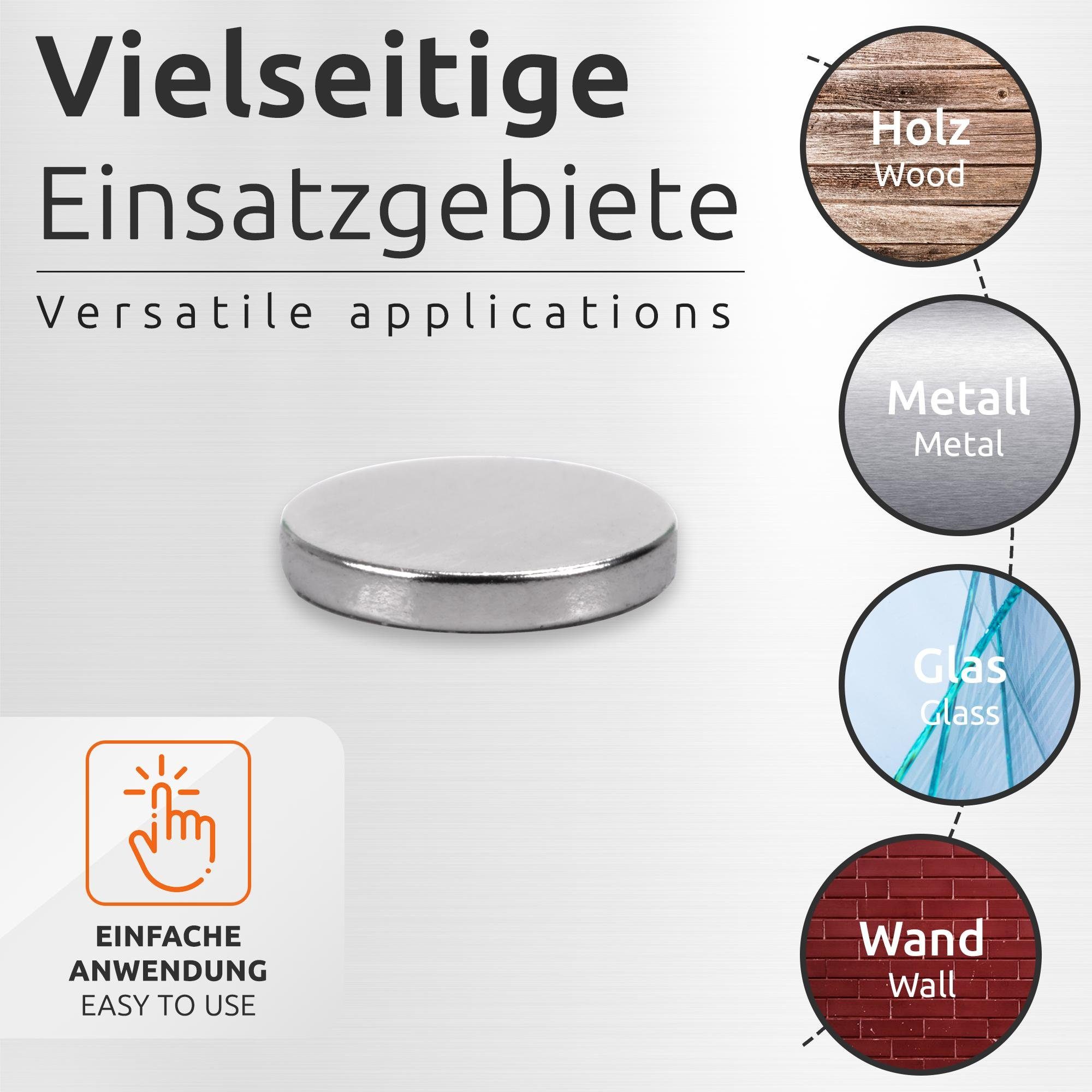 ECENCE Magnet Neodym Klebe-Magnete 50x selbstklebend Magnet rund (50-St) – Bild 5 von 5