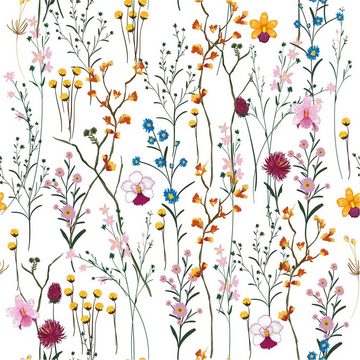 Tulup Mustertapete Wand Tapete Fototapete XXL Bunte Blumen Vlies Selbstklebende, Glatt, botanisch, Strapazierfähige