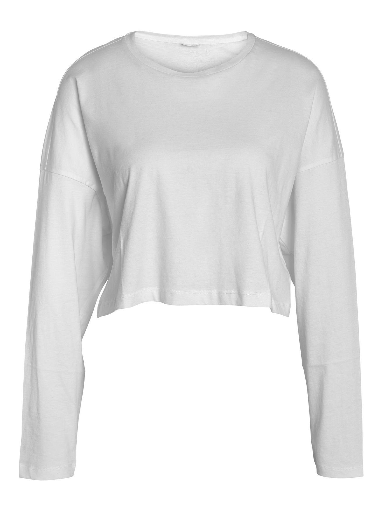 Langarm in NMFRIDA may Weiß Crop Shirt Oberteil 5436 Basic Noisy T-Shirt