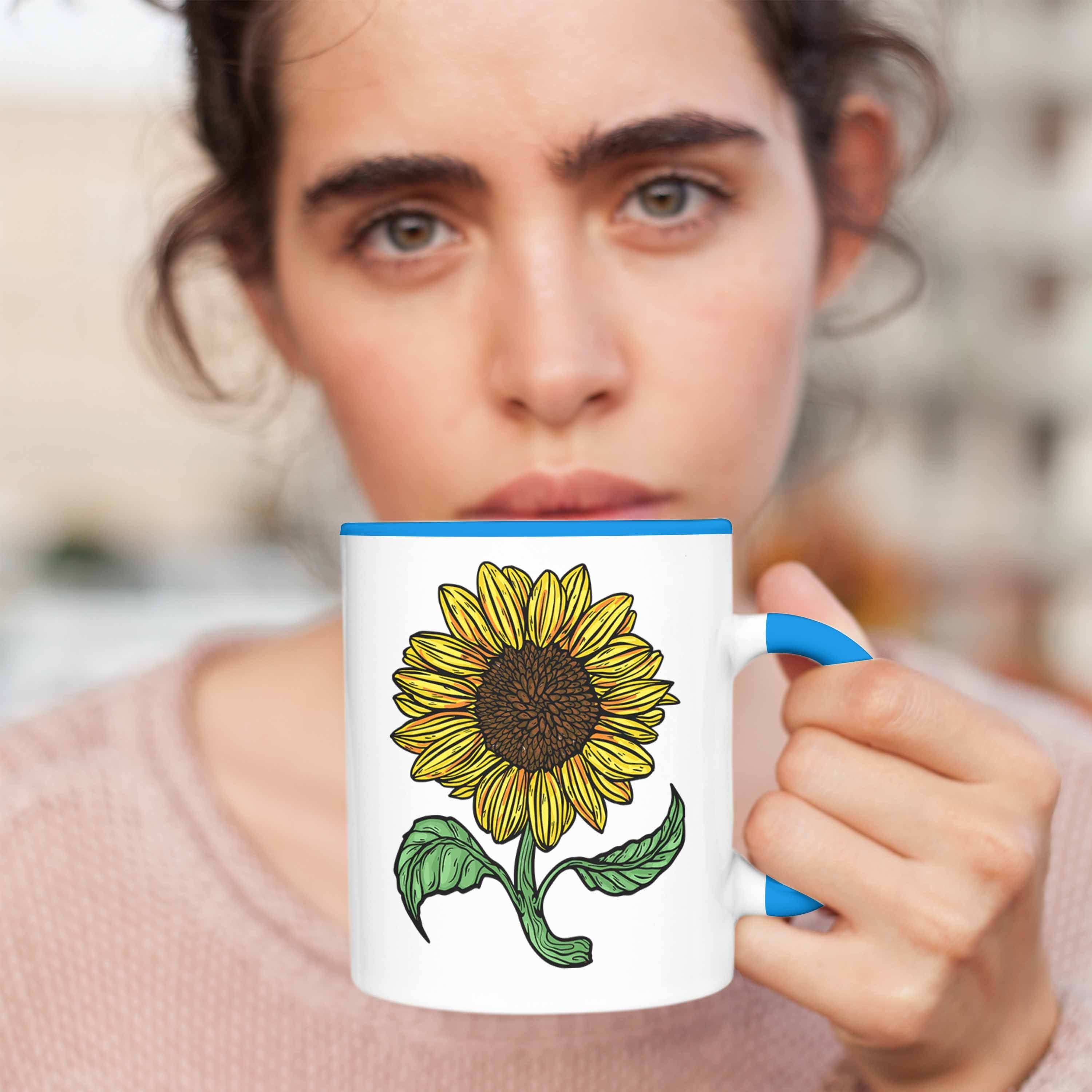 Blau Lustige Tasse Sonnenblume Trendation Sonnenblumenliebhaber für Tasse Geschenk