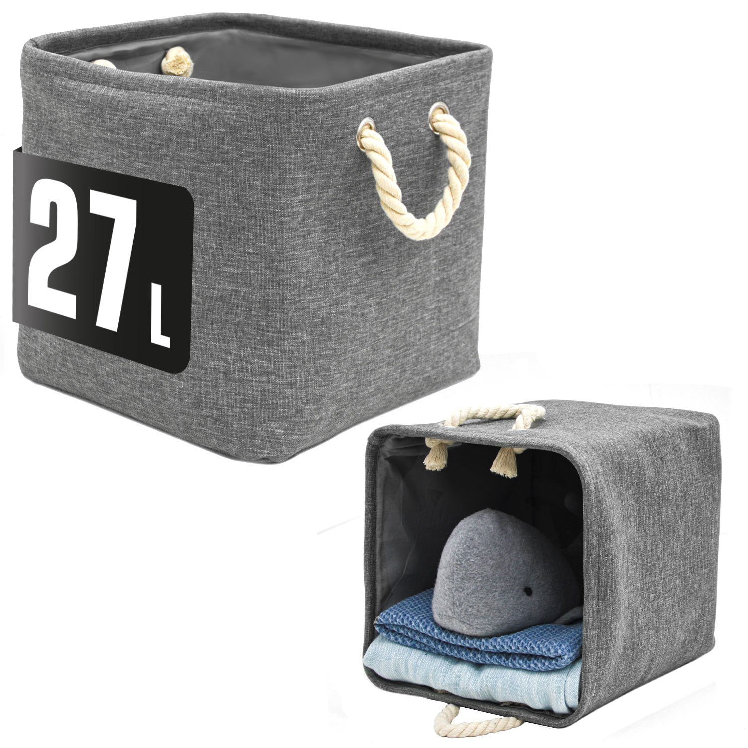 DuneDesign Regalkorb 2er Set - 30x30x30 Stoff Aufbewahrungsbox Kallax Regaleinsatz Faltbar, Stabiler Stoffkorb - Aufbewahrungskorb - Stauraum Kinderzimmer & Bad