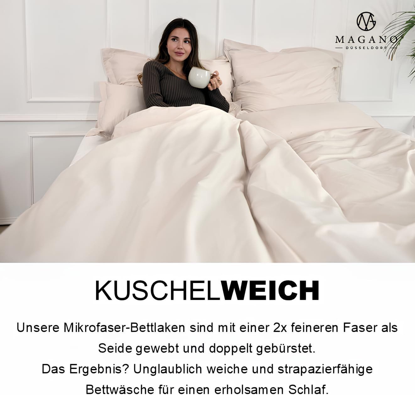 MAGANO Spannbettlaken Premium Bettlaken, Gummizug: rundum, Ultra weich, Knitterarm, Hypoallergen – Bild 5 von 5