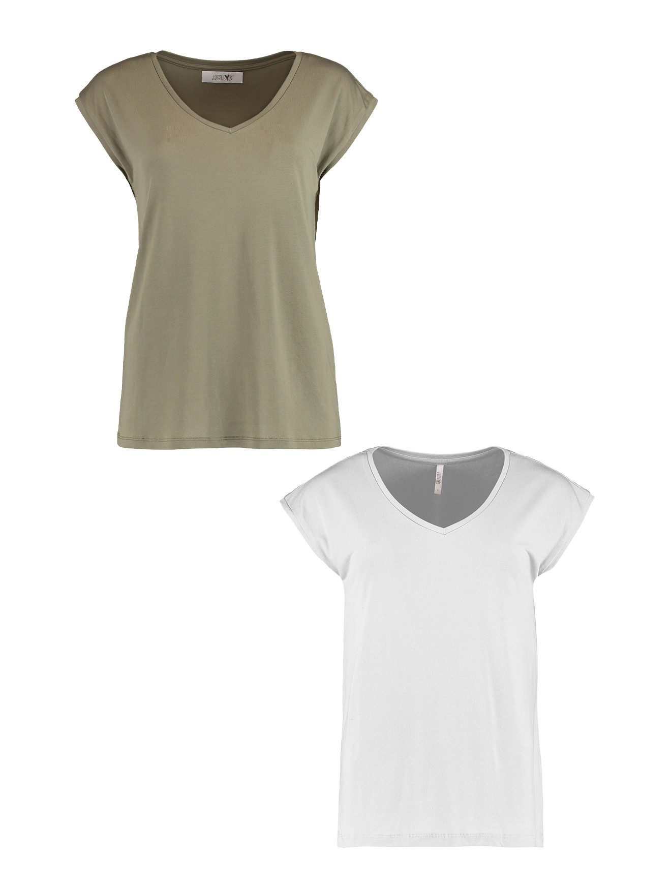 HaILY’S T-Shirt 2er-Set V-Ausschnitt Kurzarm Basic Sommer (2-tlg) SS M TP Pi44per