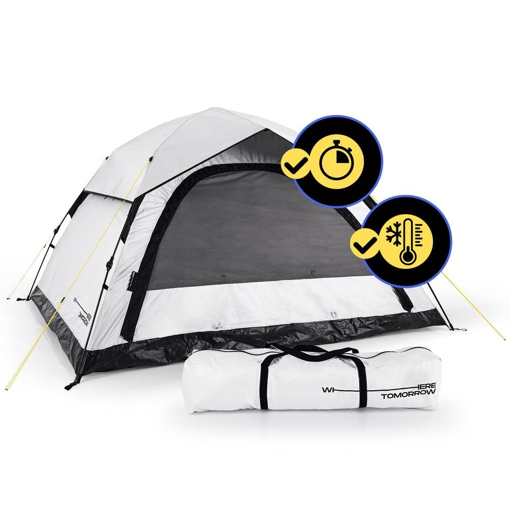 Lumaland Wurfzelt 4 Personen mit Kühleffekt 240x210x130cm, Camping Outdoor Partys Festivals Garten Strand Aufbau in 10 Sekunden