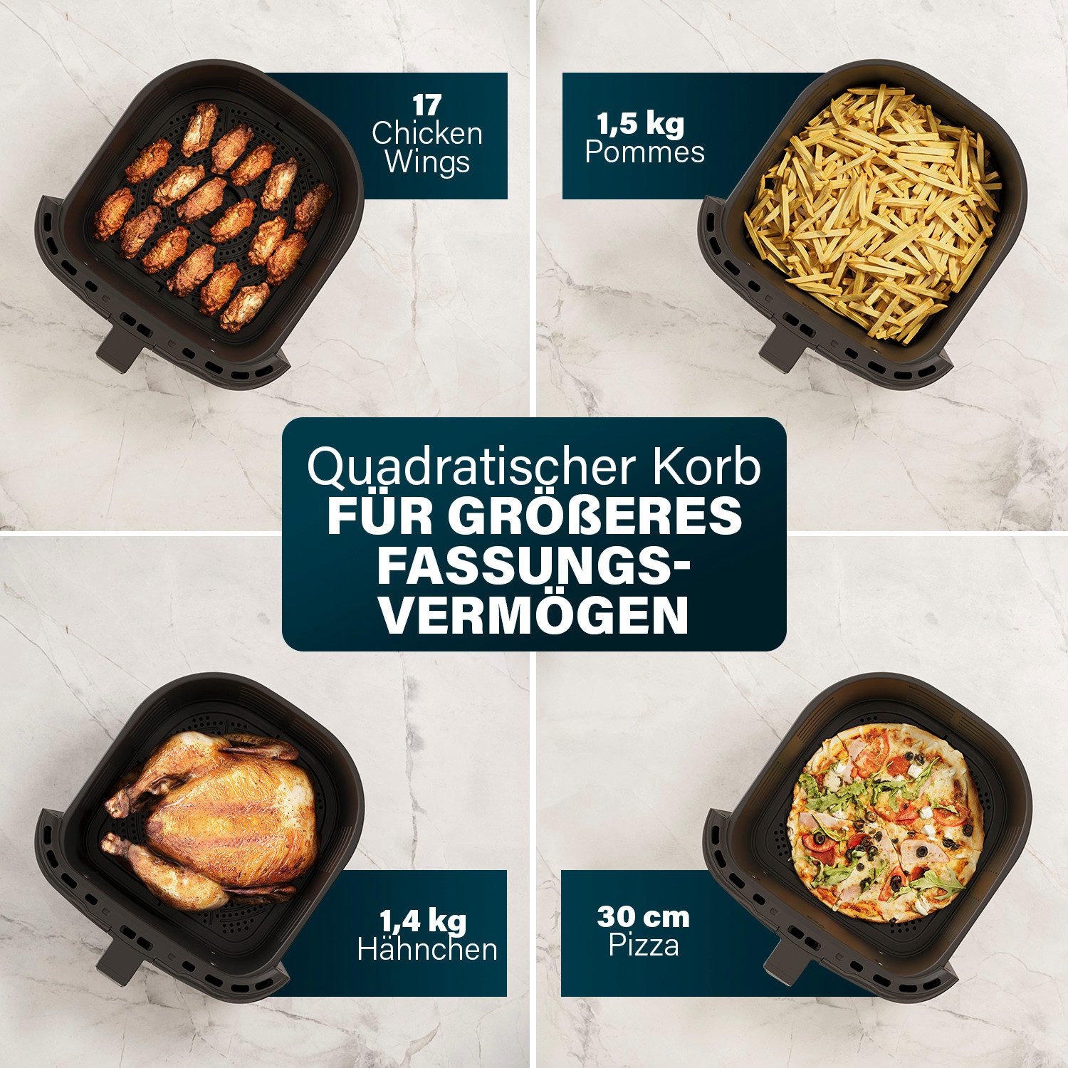 PRINCESS Heißluftfritteuse 182061, 1800 W, mit herausnehmbarer Trennwand