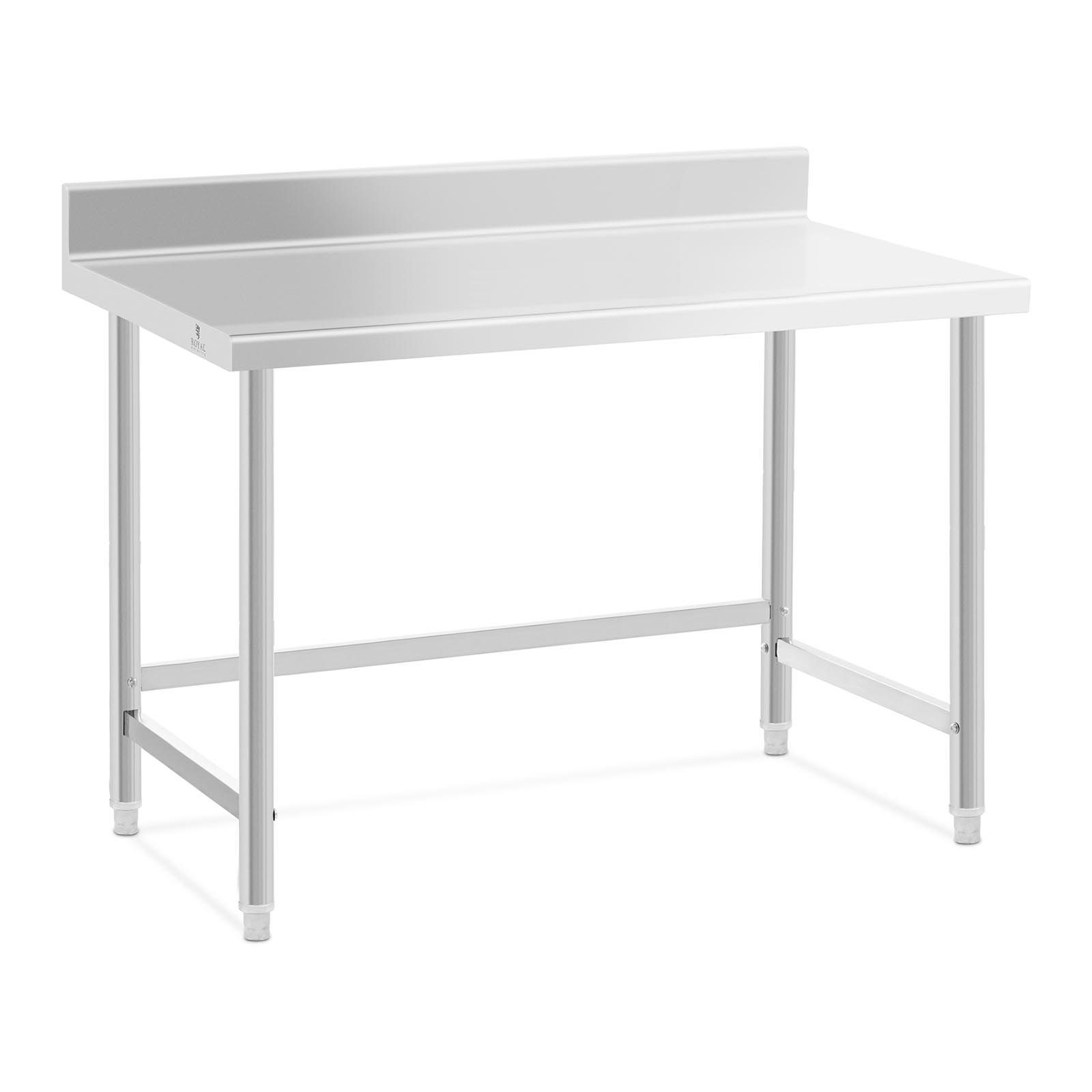 Royal Catering Arbeitstisch Edelstahltisch -120x70cm- Aufkantung - 93kg Tragkraft - Royal Catering