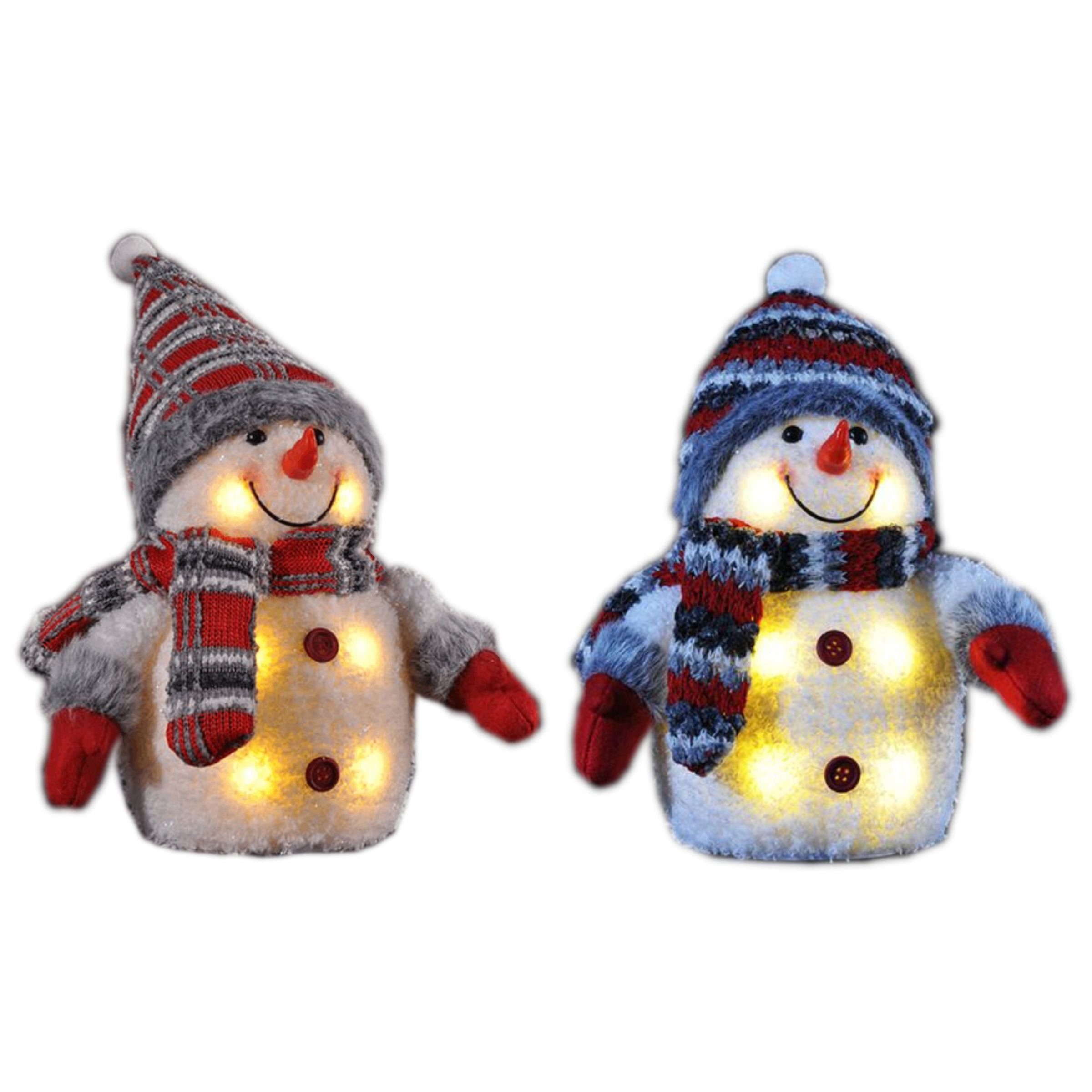 Schneemann 2er Set Schneemann Dekofigur LED Weihnachtsfiguren
