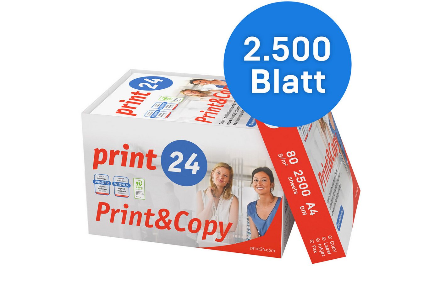 Thumbnail - print24 Drucker- und Kopierpapier Kopierpapier 500 - 150000 Blatt A4 80g Premium Weiß Testsieger