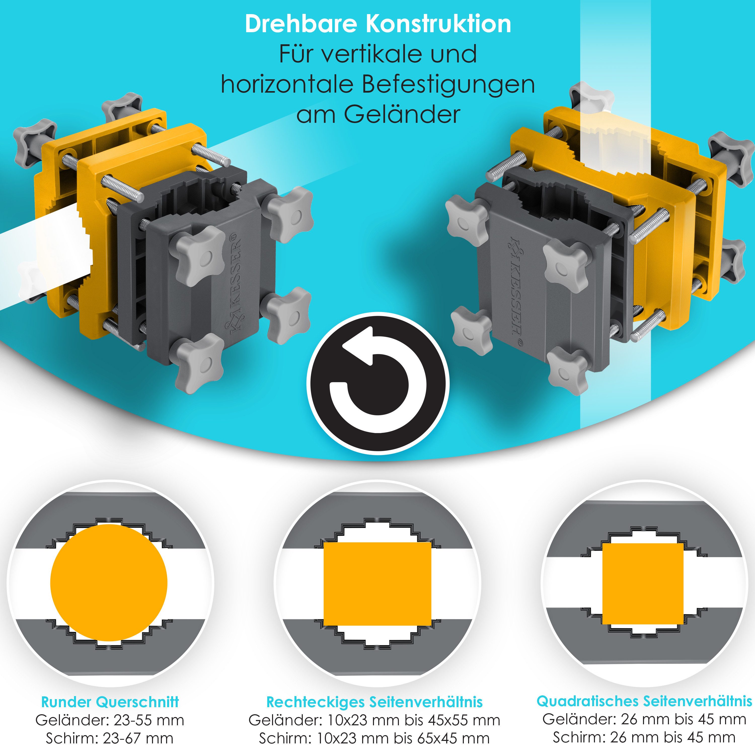 KESSER Schirmhalter, Premium Sonnenschirmhalter Universal Balkongeländer Schirm