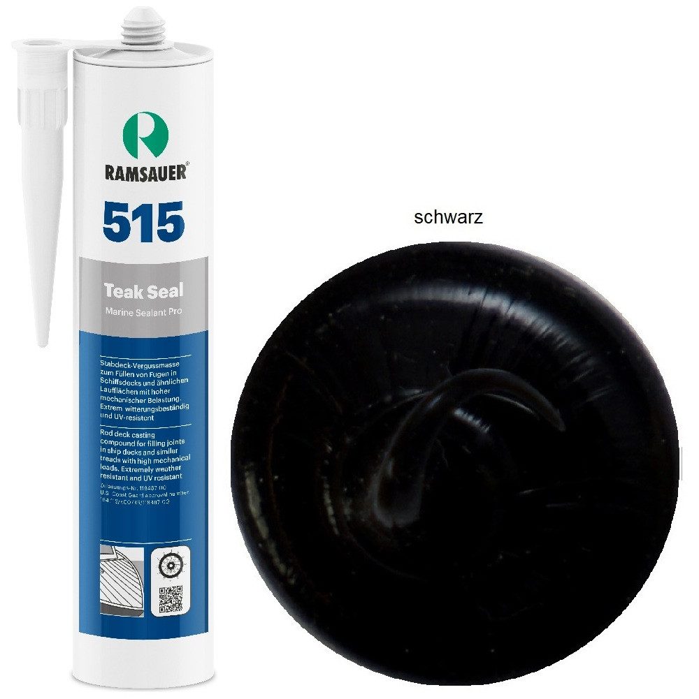 Ramsauer Dichtstoff Ramsauer Marine 515 Teak Seal schwarz Silikon Dichtstoff 310ml, gebrauchsfertig, Speziell für die Verfugung von Schiffsdecks
