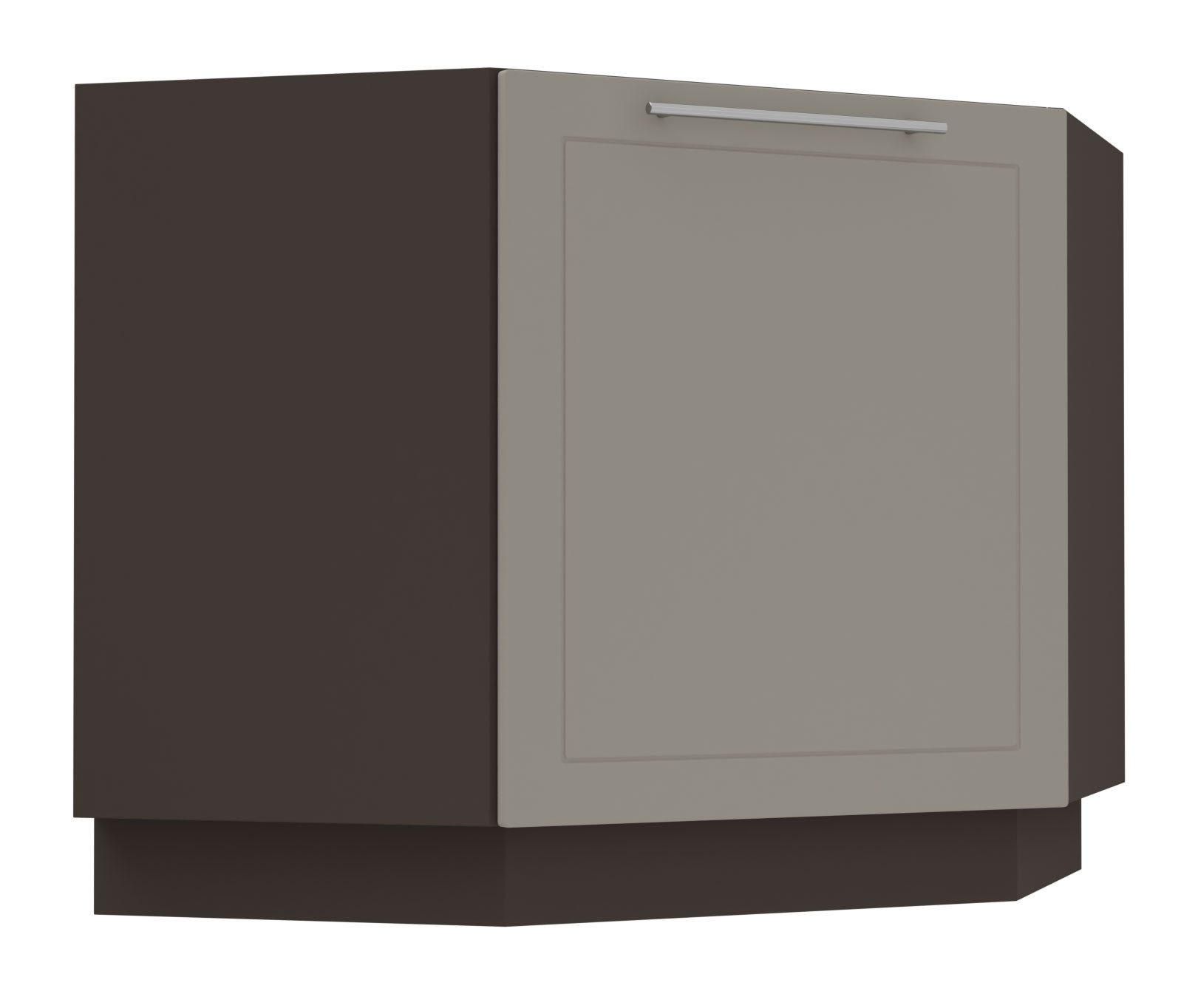 Feldmann-Wohnen Eckschrank Kvantum (Türscharniere mit Soft-Close-Funktion, 1-St., Fronten mit dekorativen Fräsungen und leicht abgerundeten Ecken) 90x50x82cm lava - beige matt (Q-D12R/90)