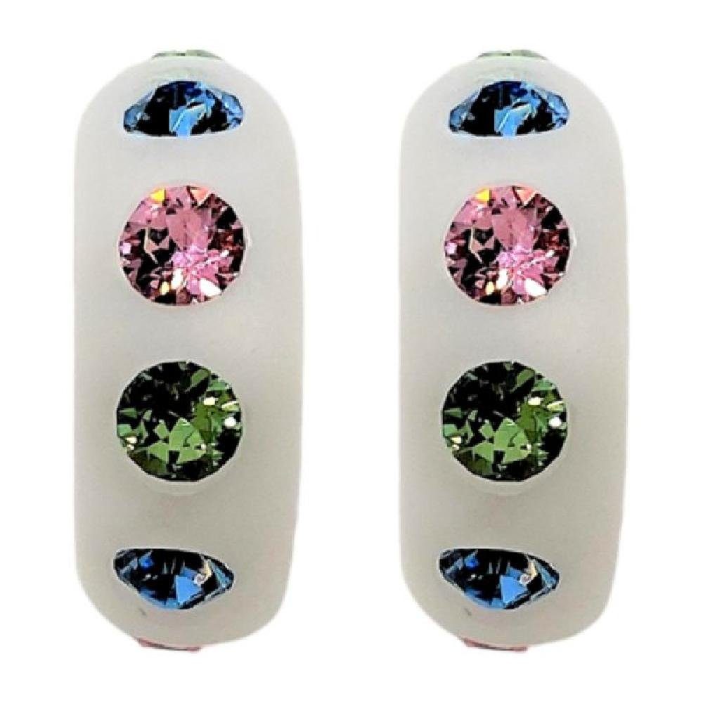 Kristallen Ohrringe Piccolo Bari Coloristers mit Ohrring-Set Weiß Creole Multicolor