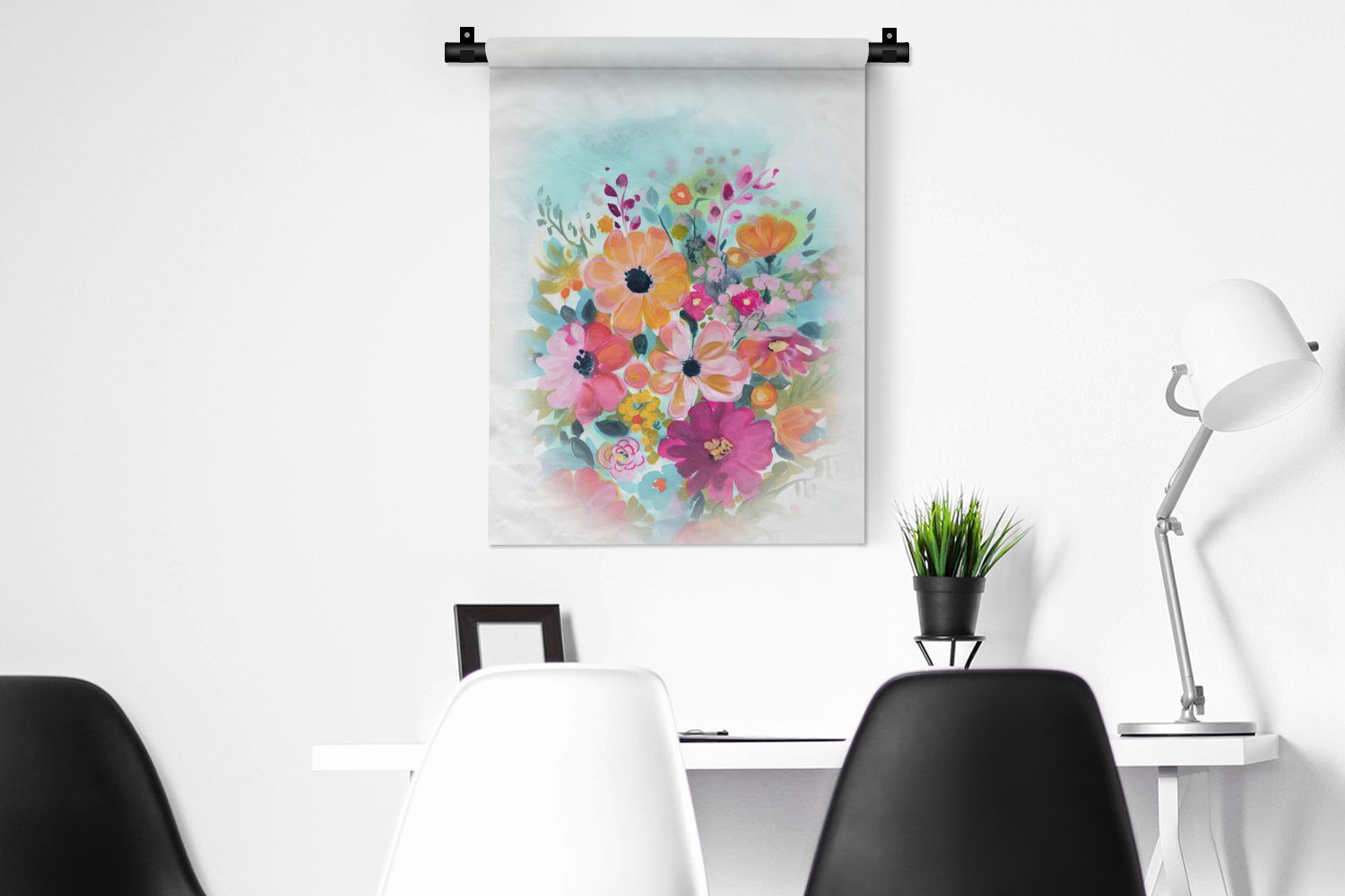 der MuchoWow - Wohnzimmer, für Farben - Blumen Natur, Schlafzimmer an - Deko Tapisserie, Wanddekoobjekt Wand, Blumenstrauß