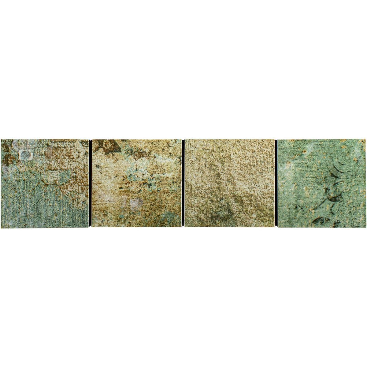 Mosafil Mosaikfliesen Feinsteinzeug Fliesen Bordüre Helena 71x71mm, Feinsteinzeug 29.000x7.100, grün, Wasserfest