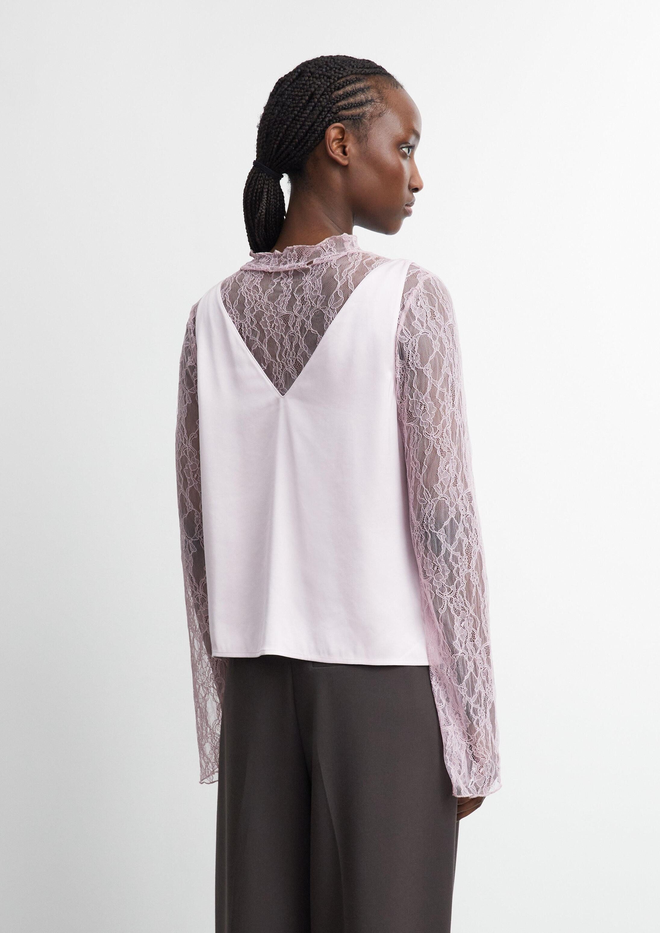 comma Blusentop Bluse Satintop mit Spitze