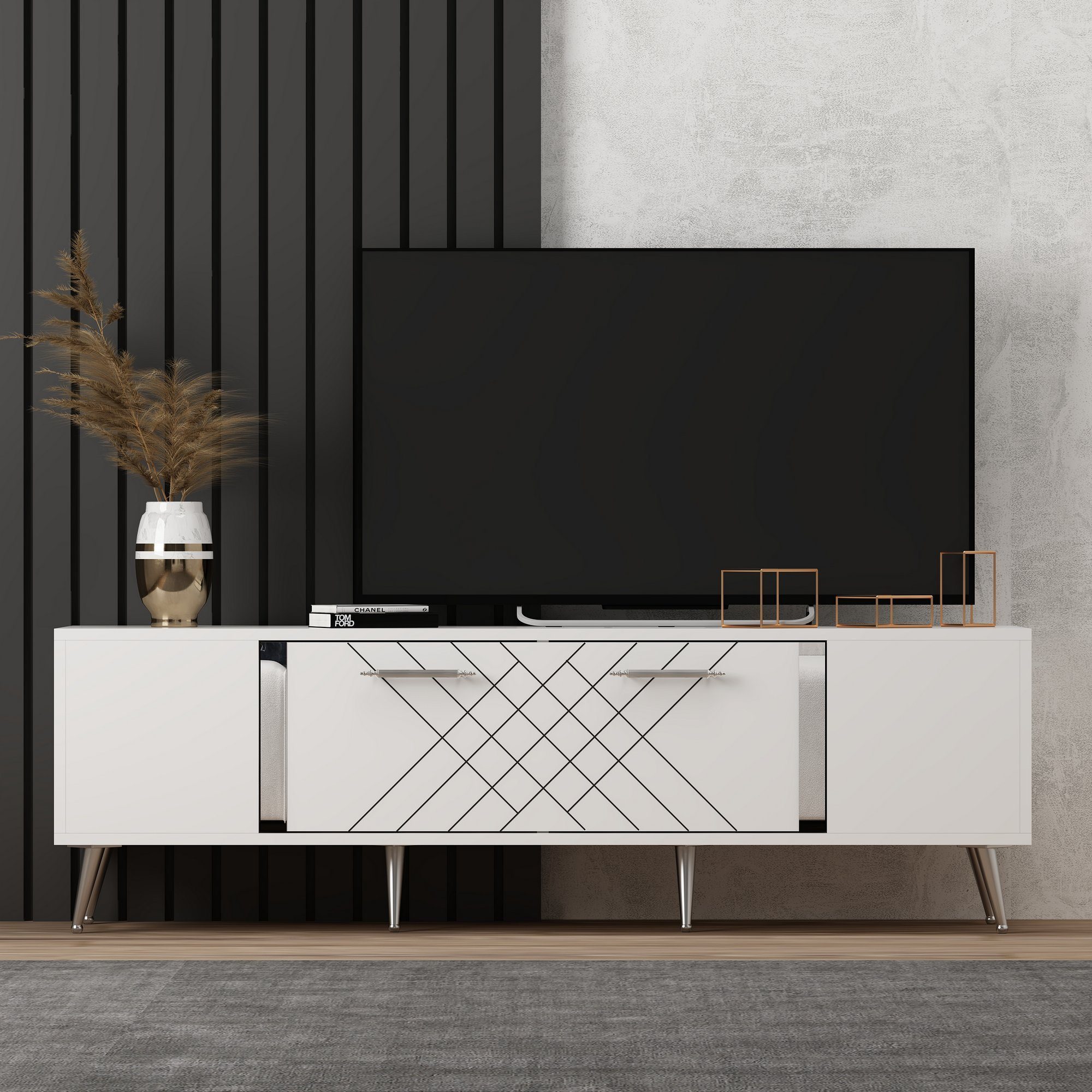 Skye Decor TV-Schrank Schränke, 100% cm, 48,2x150x35 Melaminbeschichtete Partikelplatte