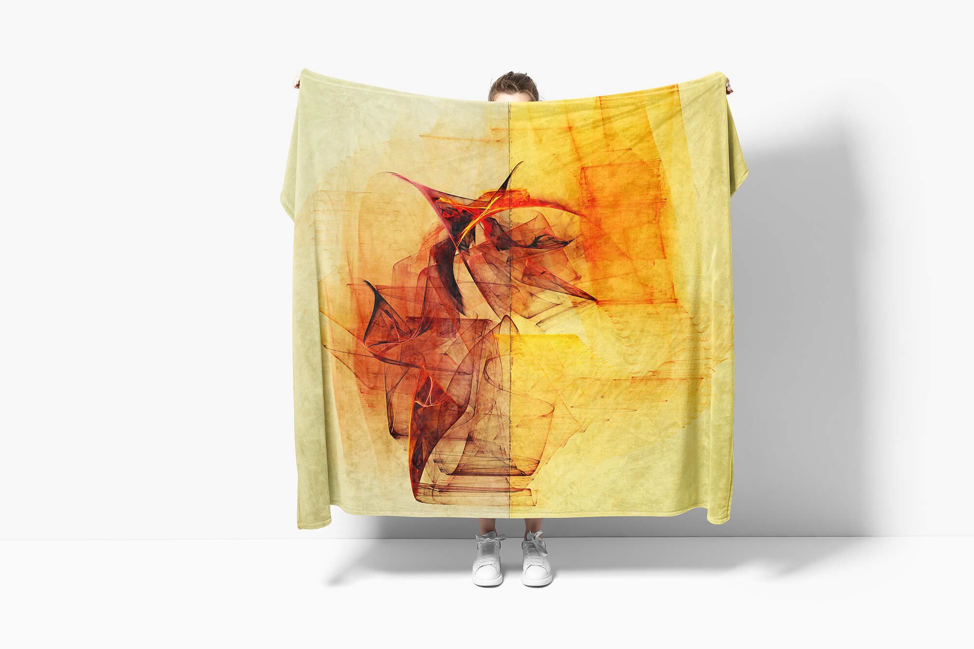 Baumwolle-Polyester-Mix Motiv, (1-St), mit Strandhandtuch Handtuch Saunatuch Handtücher abstrakten Enigma Kuscheldecke Handtuch Sinus Art