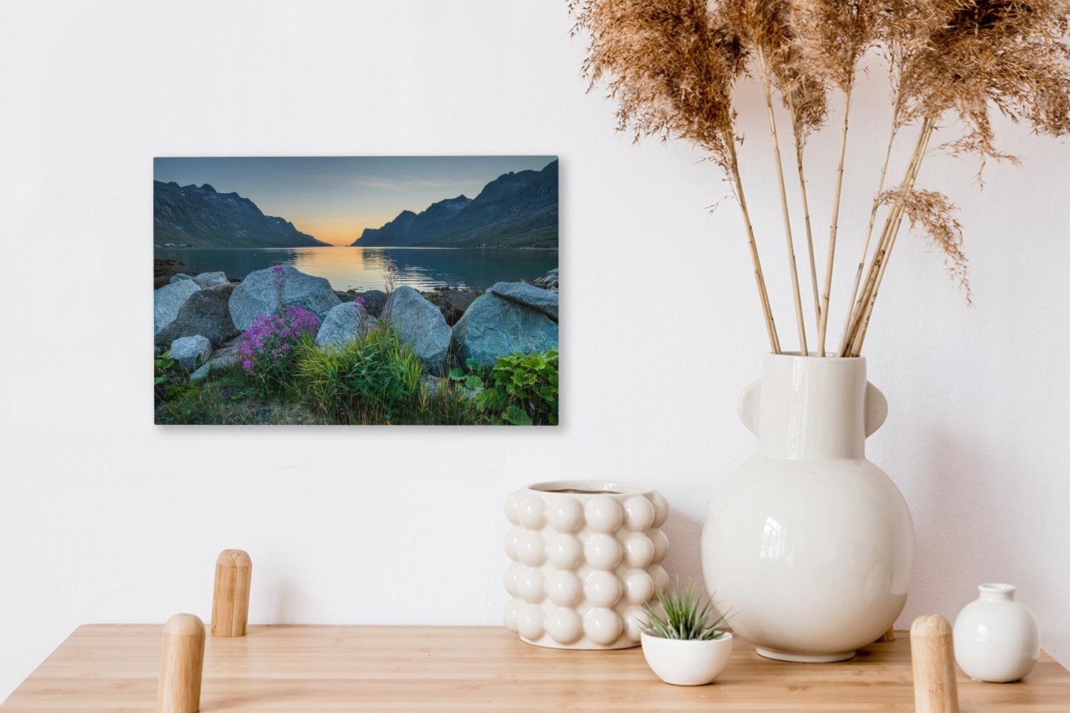 (1 Wandbild Fotodruck, cm Norwegen Fjord 30x20 Leinwandbilder, Wanddeko, St), Leinwandbild OneMillionCanvasses® Aufhängefertig, Ersfjordbotn