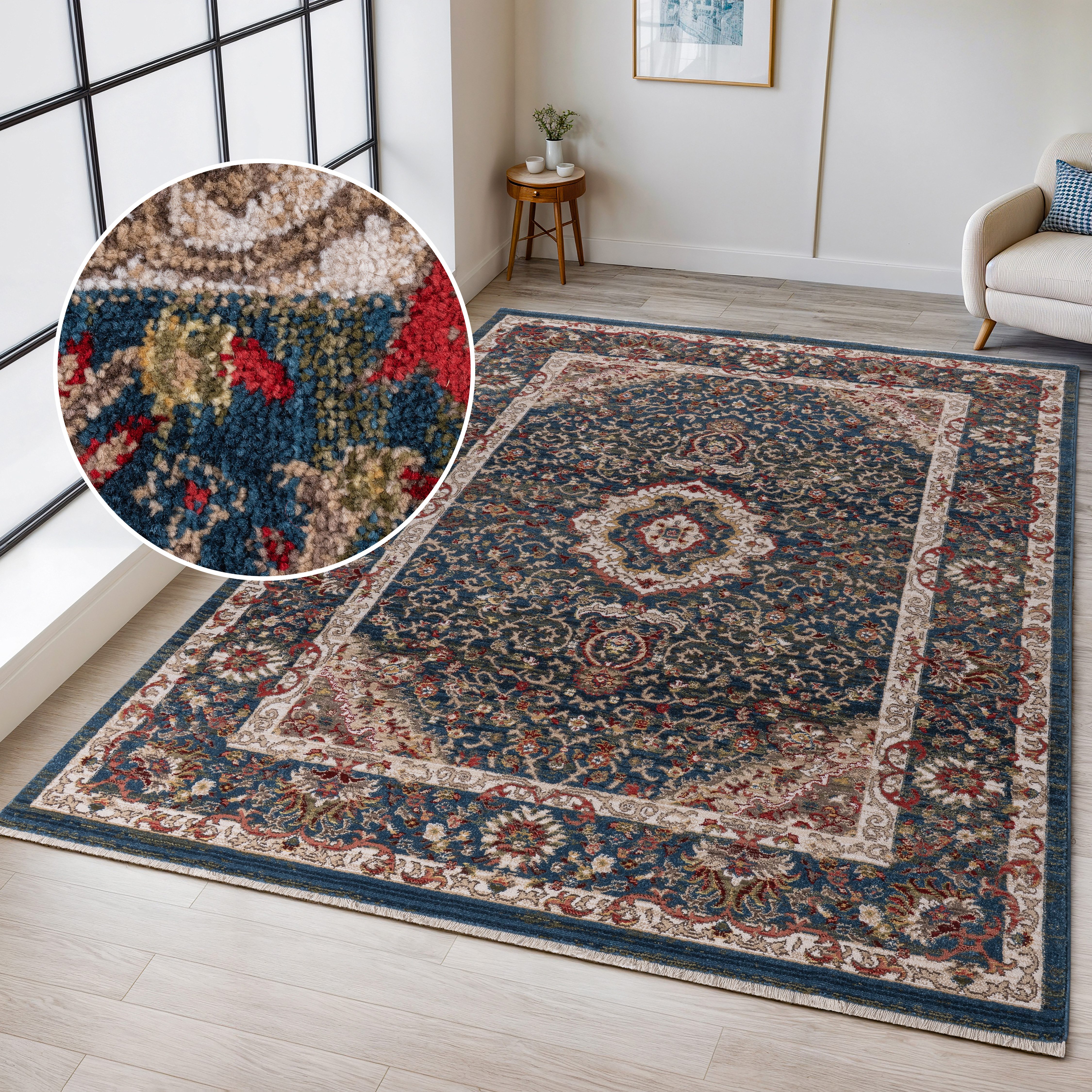 OTTO home Teppich Molvio, mit & ohne Fransen, rechteckig, Höhe: 18 mm, Orient-Optik, Vintage Design, weich, Wohnzimmer, Schlafzimmer