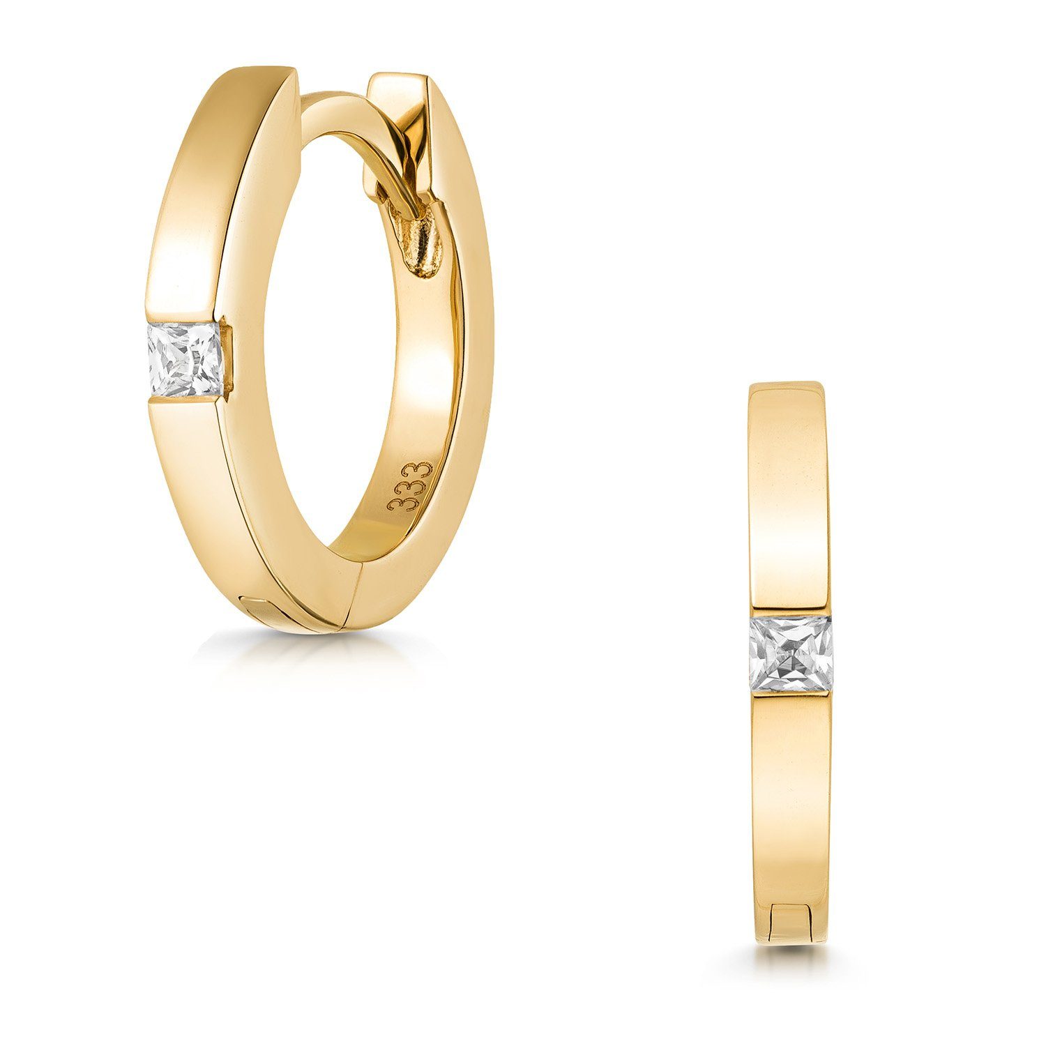 Materia Круглые серьги Damen Gelbgold Серьги mit Zirkonia Ø13mm GO-16, Gelbgold 333