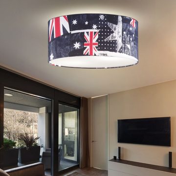 etc-shop LED Deckenleuchte, Leuchtmittel inklusive, Warmweiß, Union Jack Decken Lampe Wohn Zimmer Flaggen Leuchte Flur