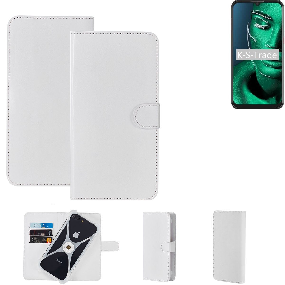 K-S-Trade Handyhülle für ZTE Blade 10, Handy Hülle Schutz Hülle Cover Case Bookstyle Bumper weiß 1x