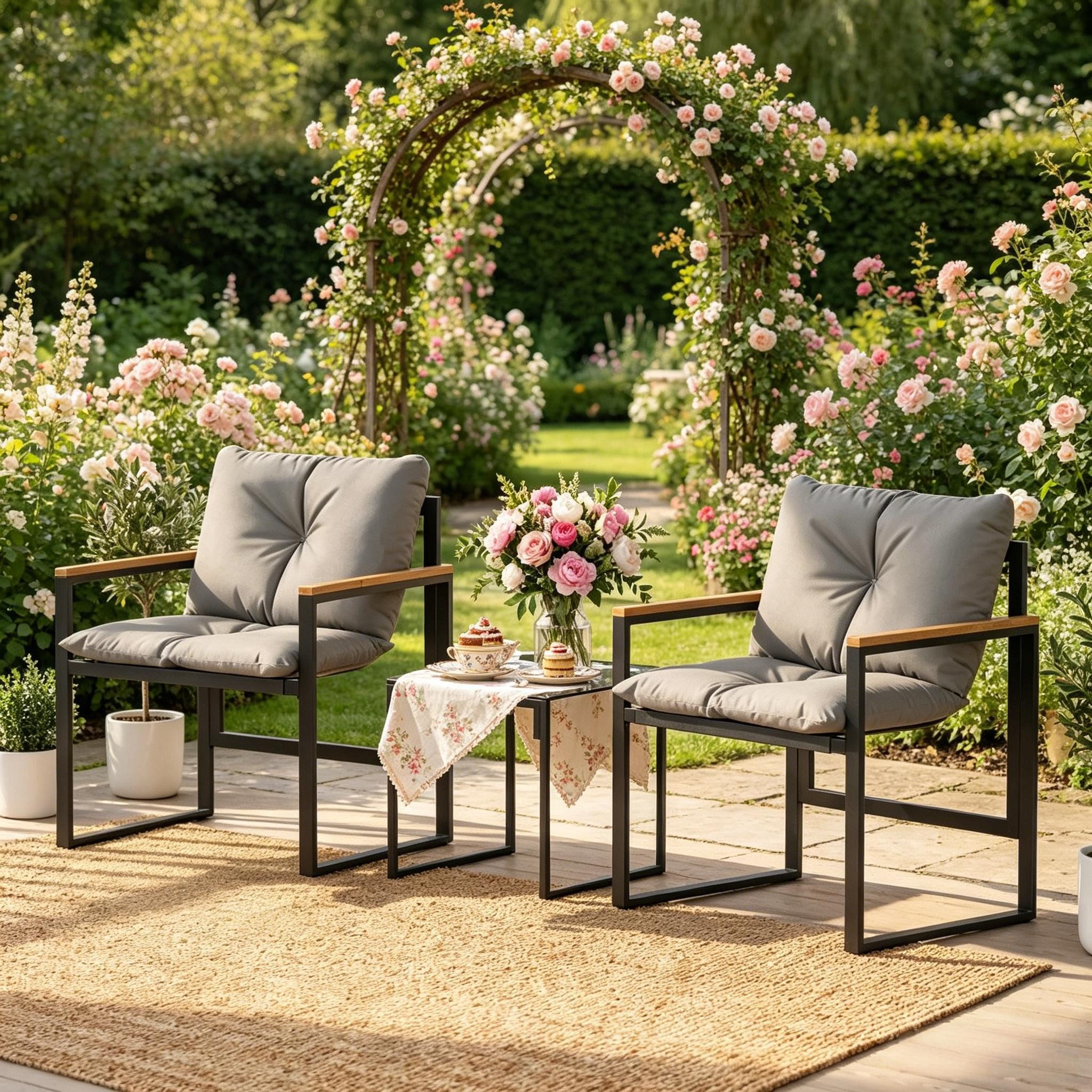 MC Star Gartenlounge-Set Akzentstühle und Tisch,Stilvolle 3-teilige Terrassensitze, (Outdoor Lounge Chair Set, Minimalistische Outdoor Chat Möbel Set(nur mit 1Pcs Tisch,2Pcs)