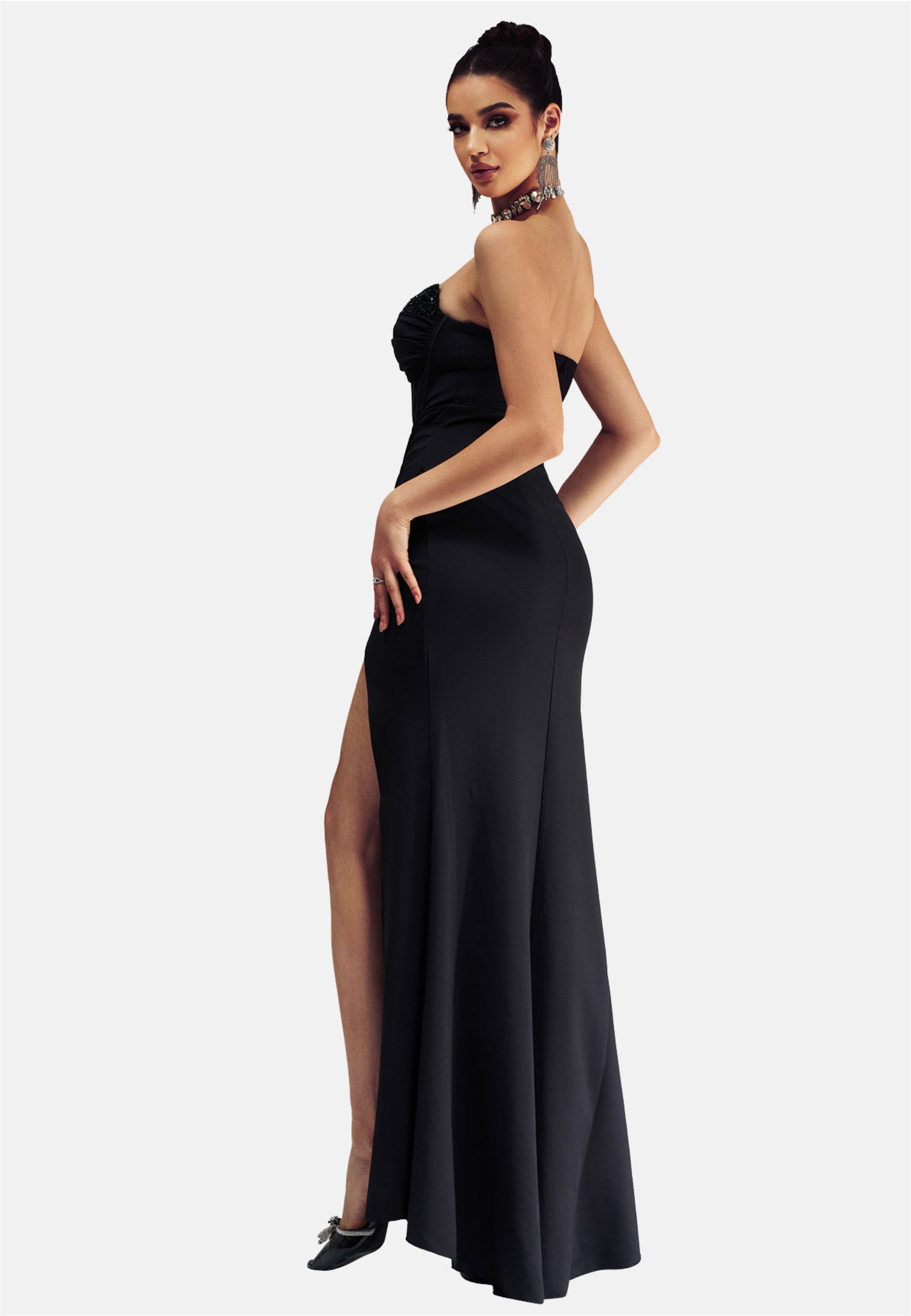Moda Minx Jerseykleid Evelyn Long Dress mit langem Beinschlitz