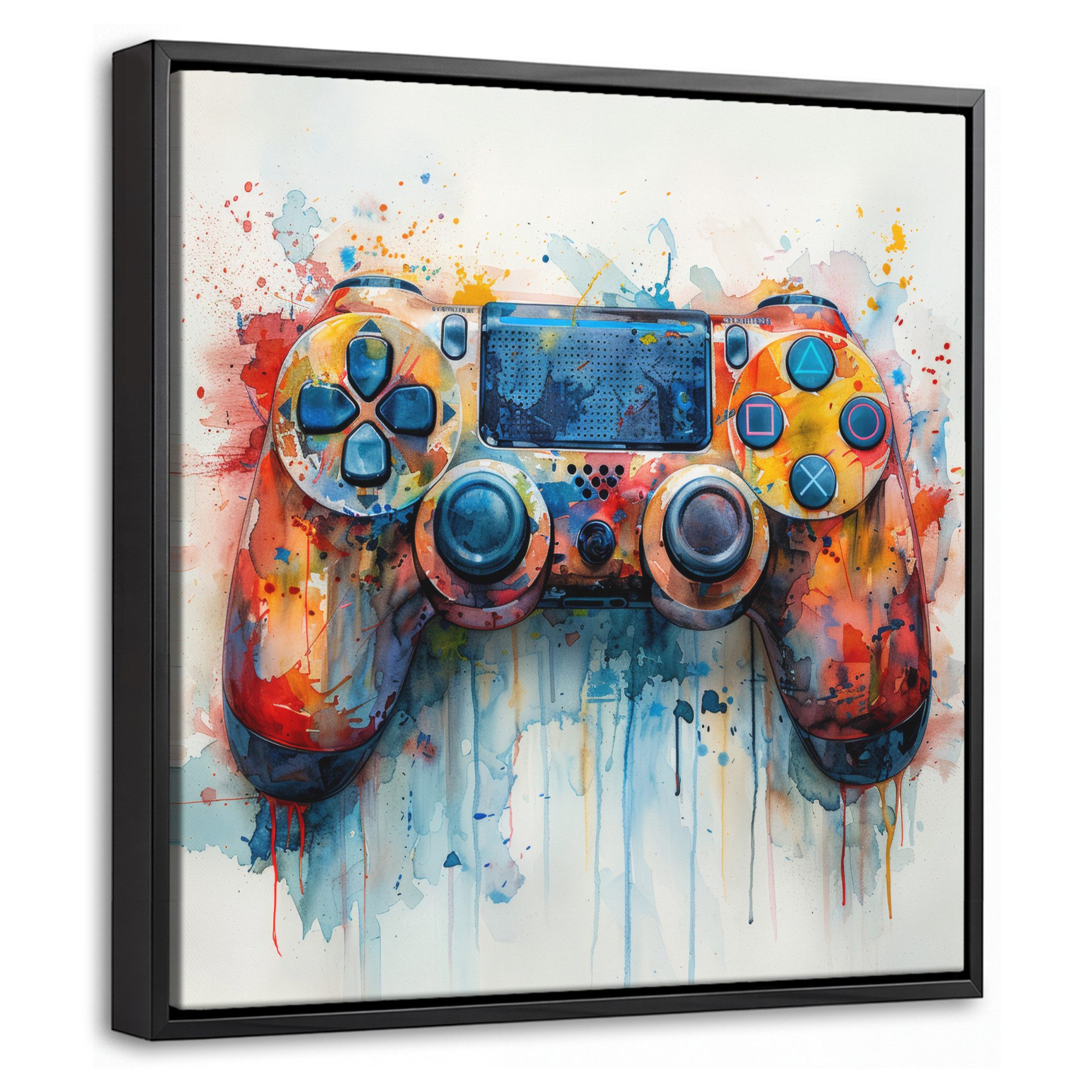 OneMillionCanvasses® Leinwandbild mit Rahmen - Kinder- und Jugendzimmer - Spiele - Gamecontroller, Fotodruck (1 St), Leinwand Bilder Klein, Wand Dekoration Aesthetic 20x20cm