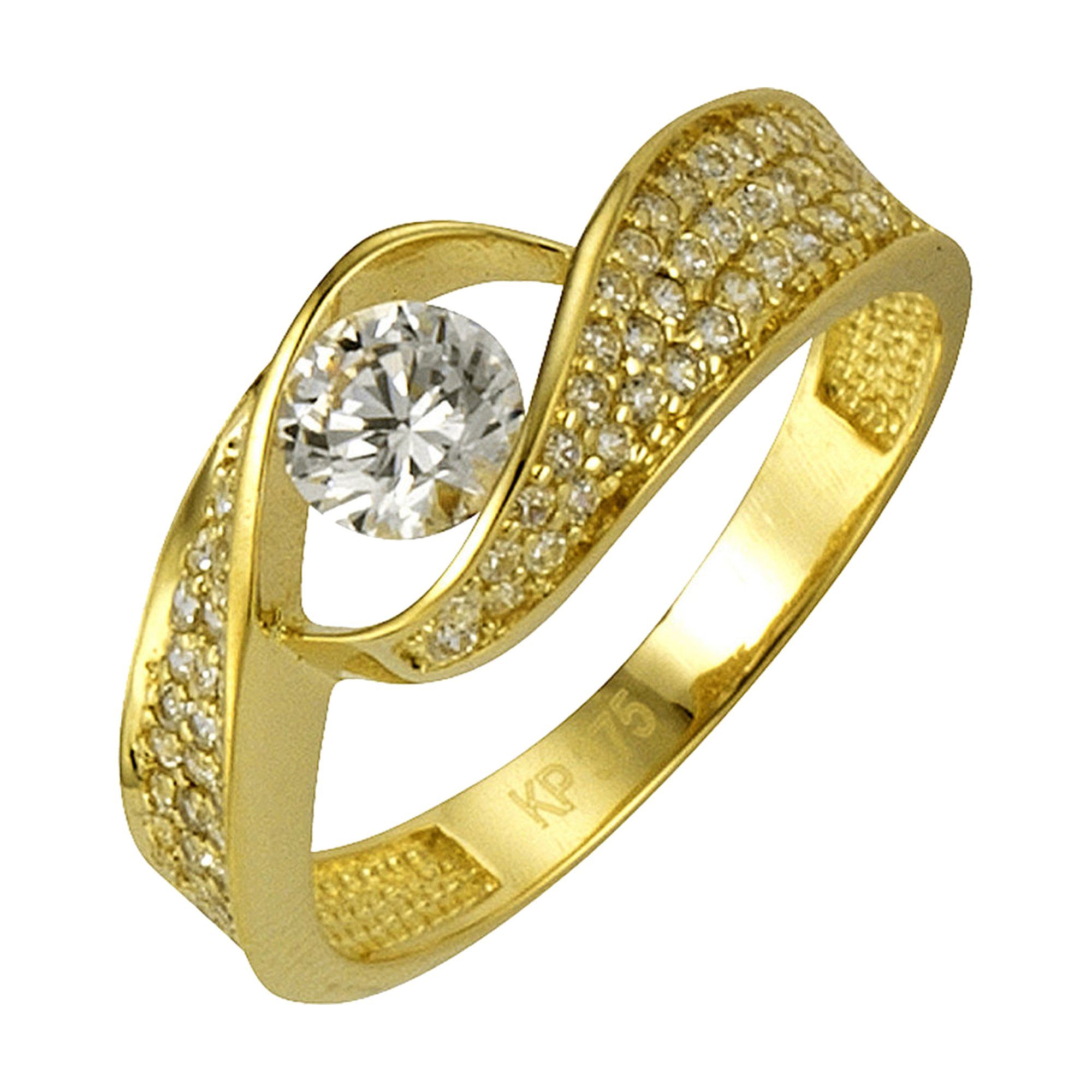 CELESTA Fingerring Gold mit weiß Zirkonia 375