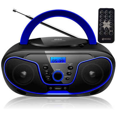 Cyberlux CL-2200 tragbarer CD-Player (CD, Kinder CD Player tragbar, Boombox, Musikbox, FM Radio mit MP3 USB, mit Fernbedienung)