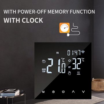 BlingBin Raumthermostat WLAN Thermostat Digital LCD WIFI Touch Display Fußbodenheizung, max. 220 V, elektrisch, (1-St), Fußbodenheizung