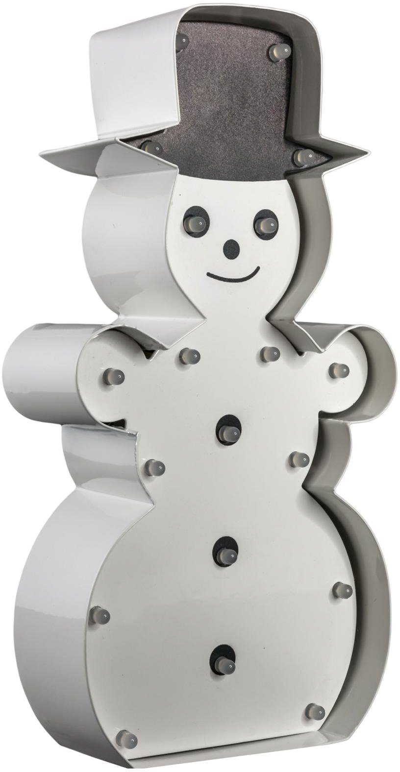 MARQUEE LIGHTS LED Dekolicht Snowman, - Snowman mit festverbauten Warmweiß, cm LEDs integriert, fest Tischlampe LED Wandlampe, 19 12x23