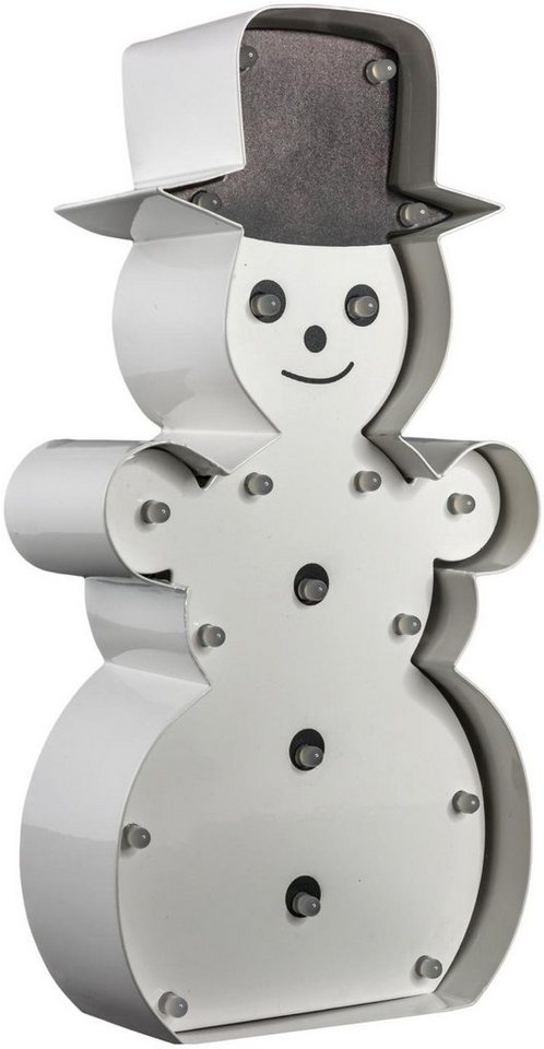 MARQUEE LIGHTS LED Dekolicht Snowman, LED fest integriert, Warmweiß,  Wandlampe, Tischlampe Snowman mit 19 festverbauten LEDs - 12x23 cm