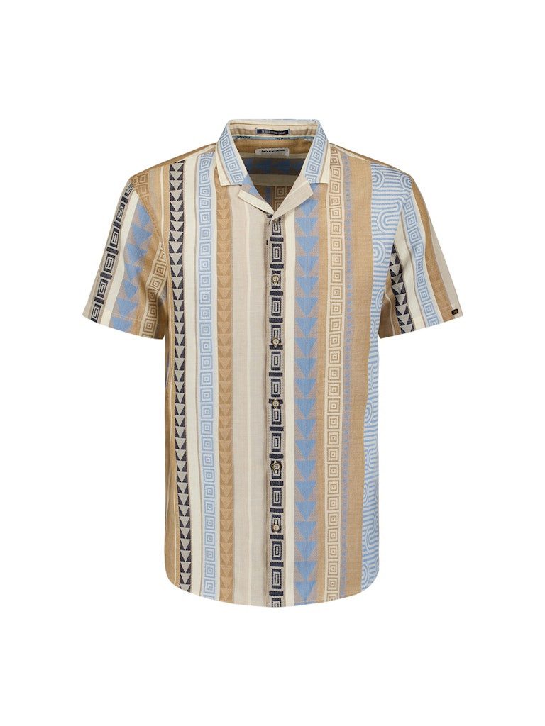 NO EXCESS Kurzarmhemd Shirt Short Sleeve Revers Collar Multi Coloured Jacquard Pattern Cloud