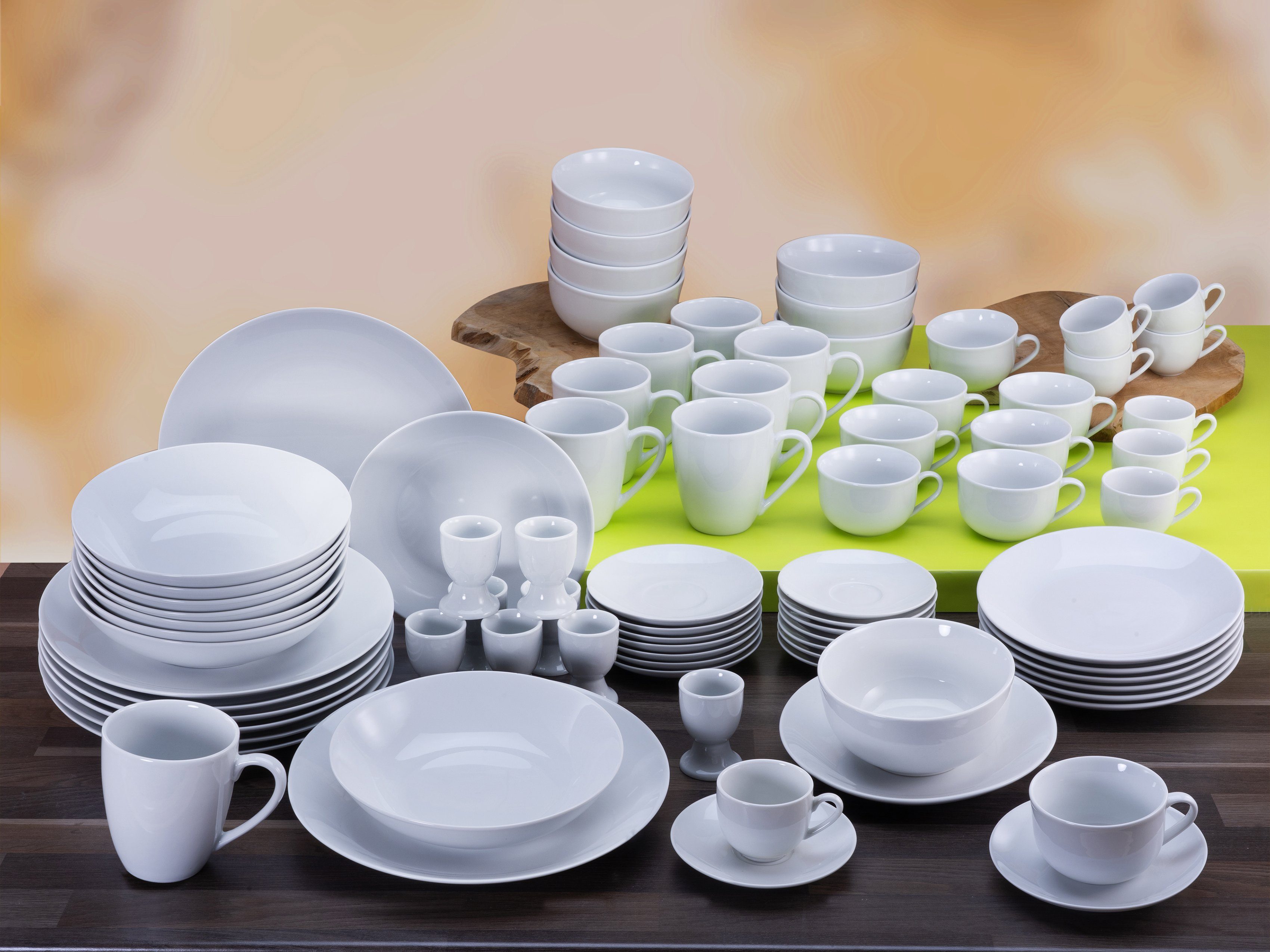 Service, CreaTable 8 für Großzusammenstellung, Teile, Personen, (80-tlg), Personen weiß, Geschirr-Set 80 Porzellan, 8 Luna Kombiservice