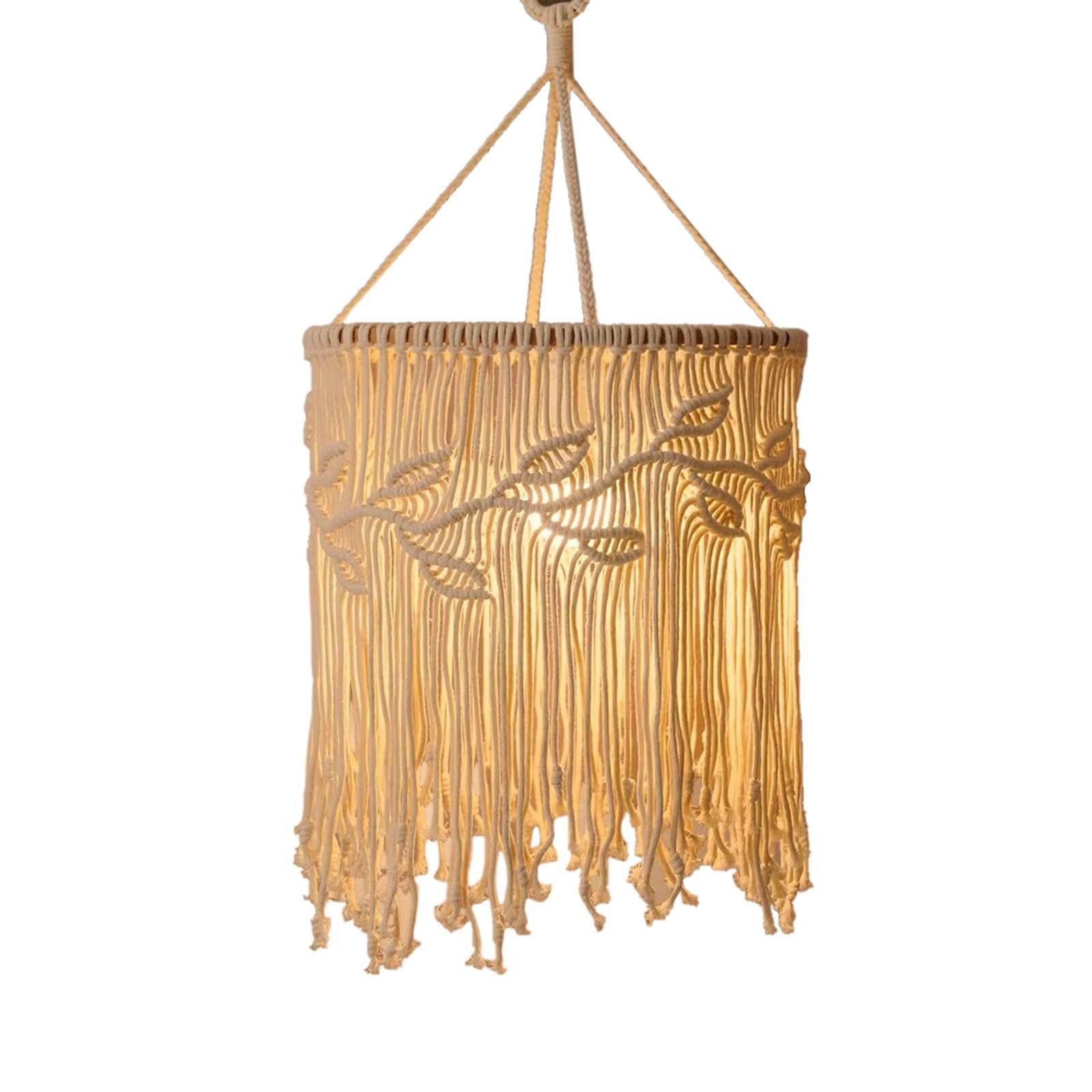 GarveeMore Lampenschirm Boho Makramee Deckenlampe mit Quasten Hängeleuchte 30×50cm, Handgefertigter Lampenschirm für Wohnzimmer, Schlafzimmer, Café