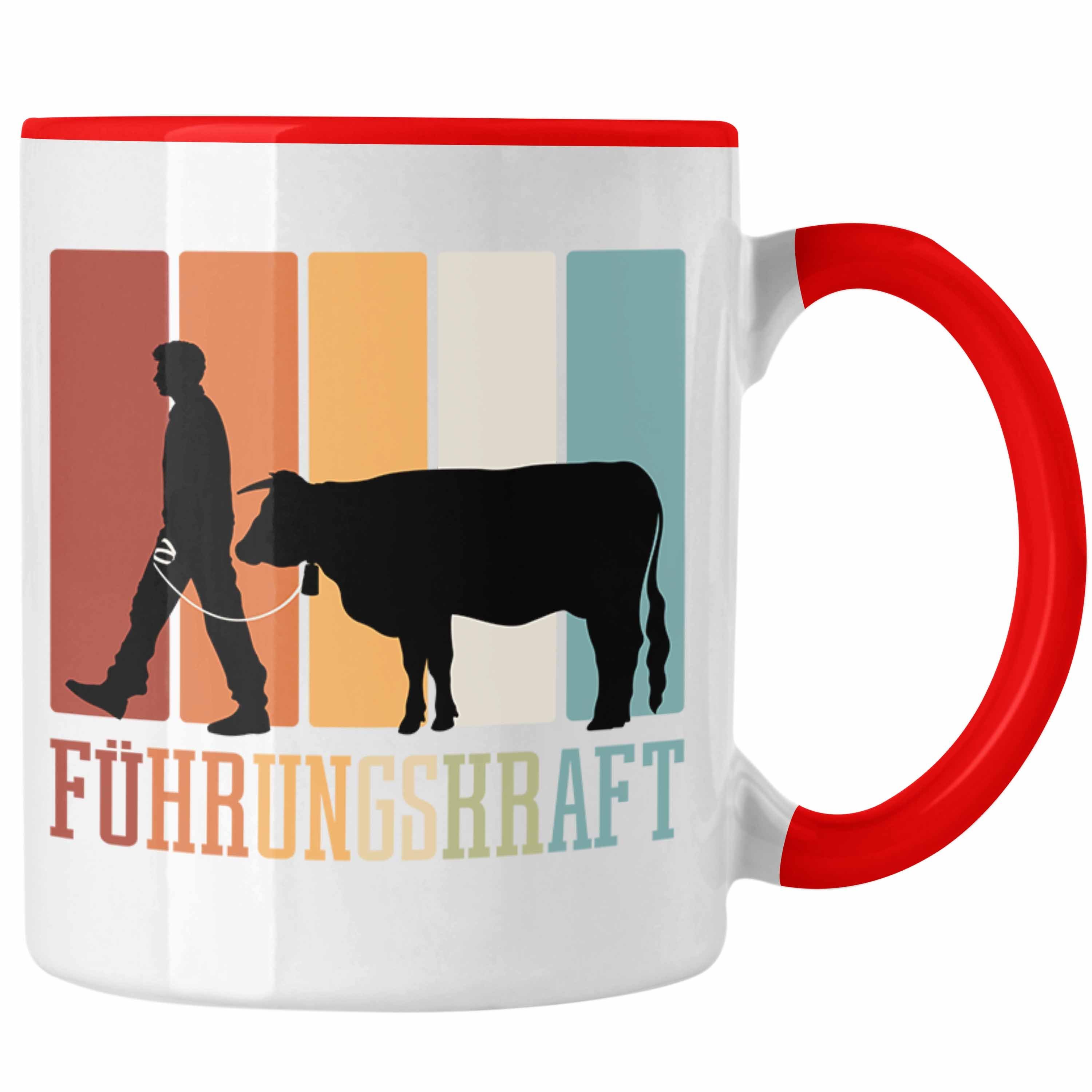 Trendation Tasse Bauer Landwirt Tasse Kuh Führungskraft Tasse Kaffee-Becher für Bauern Rot