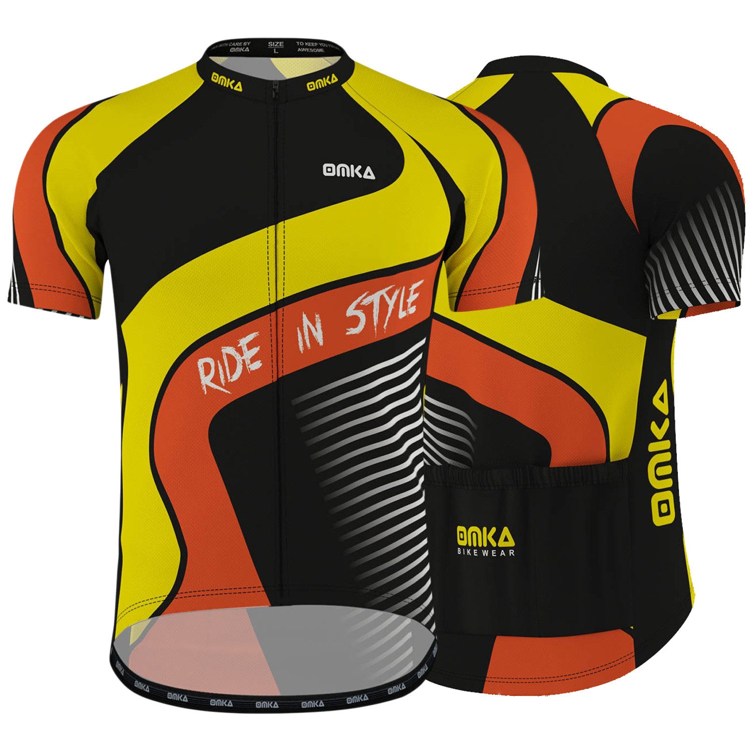 OMKA Radtrikot ME-3014 Schwarz/Gelb Herren Racing Performance Radtrikot mit günstig online kaufen