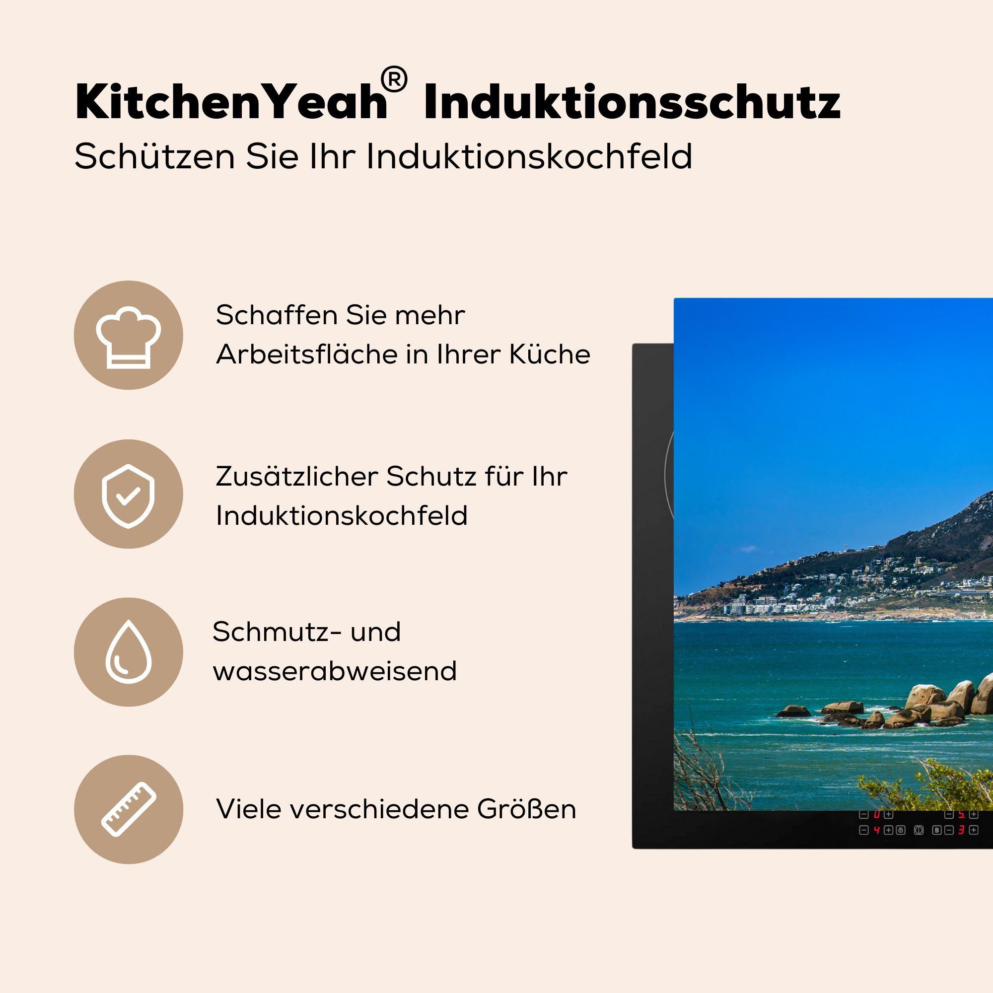 - 81x52 küche, Kapstadt Induktionskochfeld Berg, (1 Vinyl, cm, tlg), Ceranfeldabdeckung die Schutz - für Südafrika Herdblende-/Abdeckplatte MuchoWow