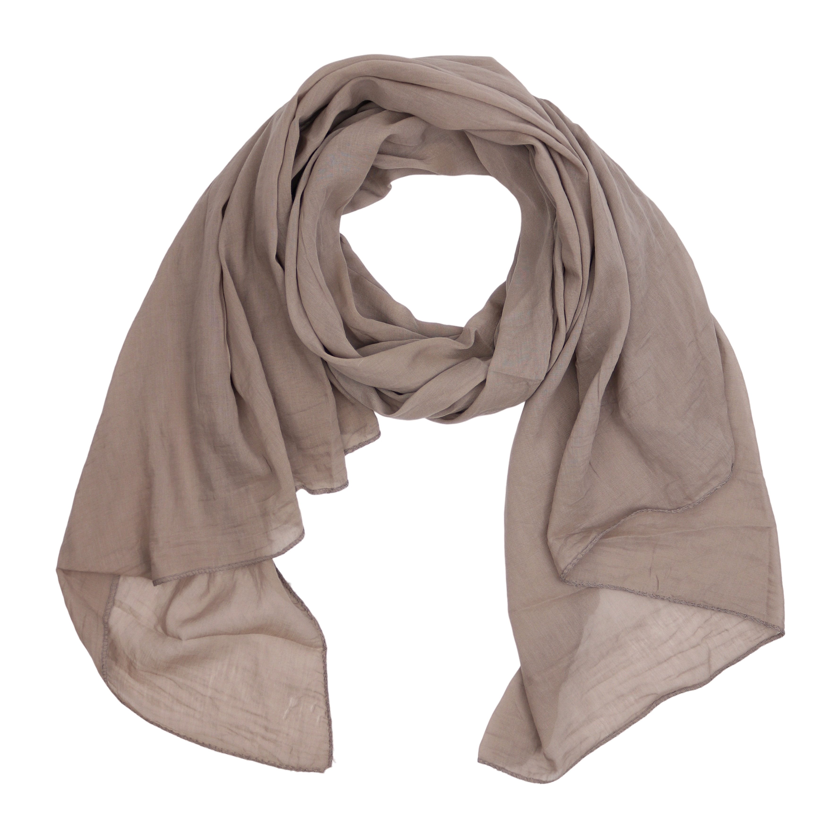 MIRROSI Modeschal Asymmetrischer Schal, Made in Italy 20% Seide 80% Baumwolle, (ca. 170x77cm, Leicht und bequem, Unifarbe), Damen Halstuch ideal für Frühling, Sommer und Herbst