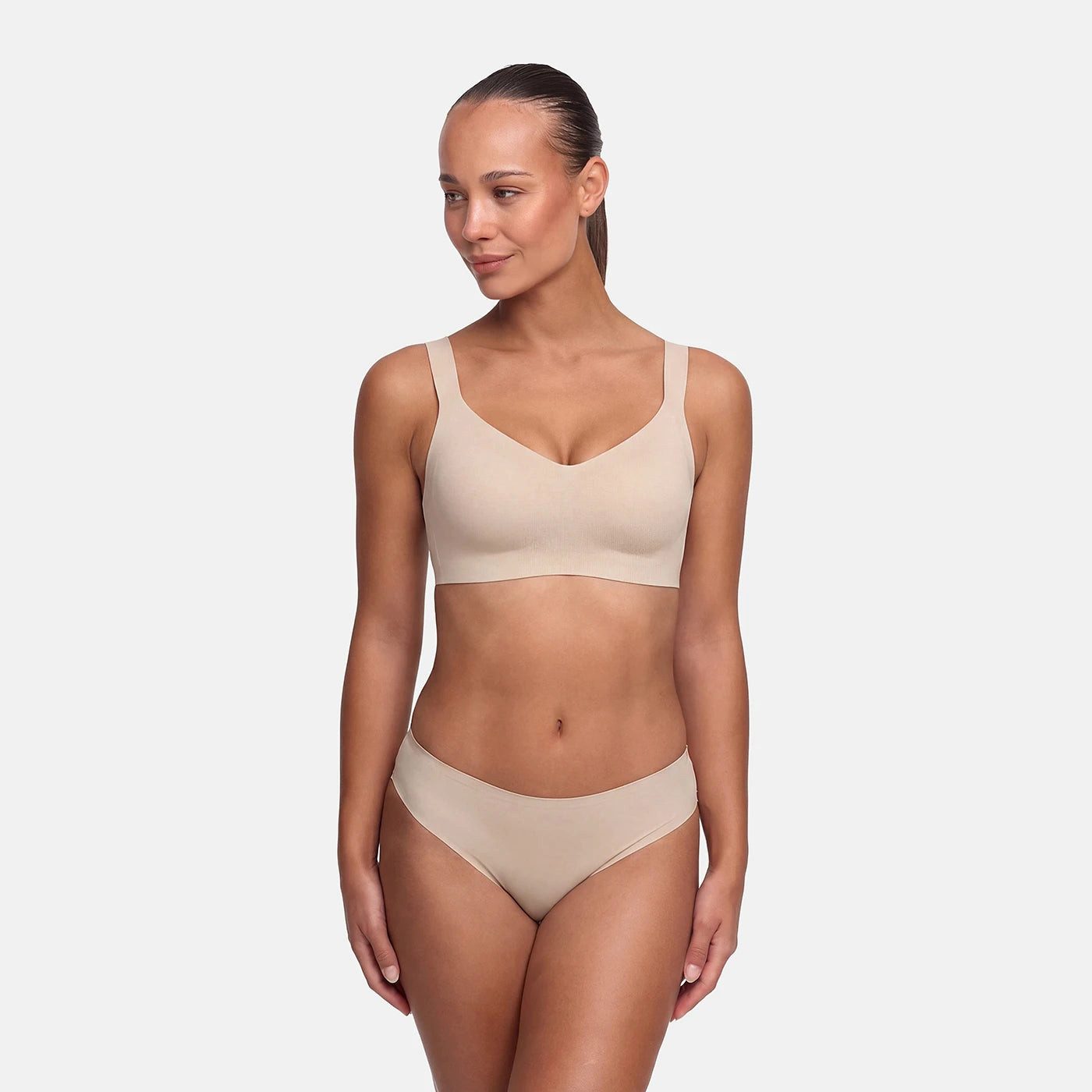 cfab (creamy fabrics) Bügelloser BH Seamless Compact Push-Up BH-Beige-M (1-tlg)