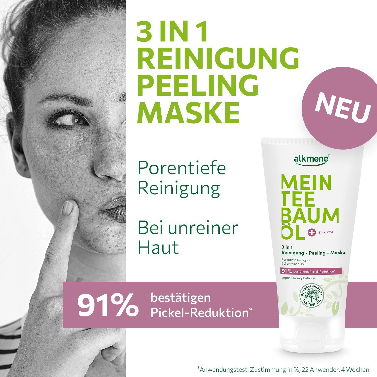 - Reduktion Pickel Reinigung 91% 1-tlg. 150 Körperpeeling 3in1 bestätigt, alkmene Peeling Maske ml