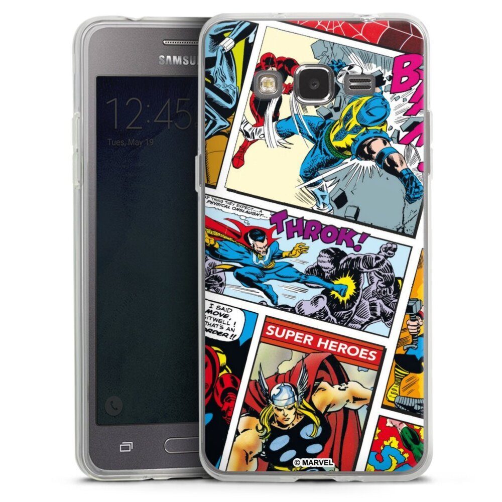 DeinDesign Handyhülle Marvel Retro Comic Blue, Samsung Galaxy Grand Prime Silikon Hülle Bumper Case Handy Schutzhülle